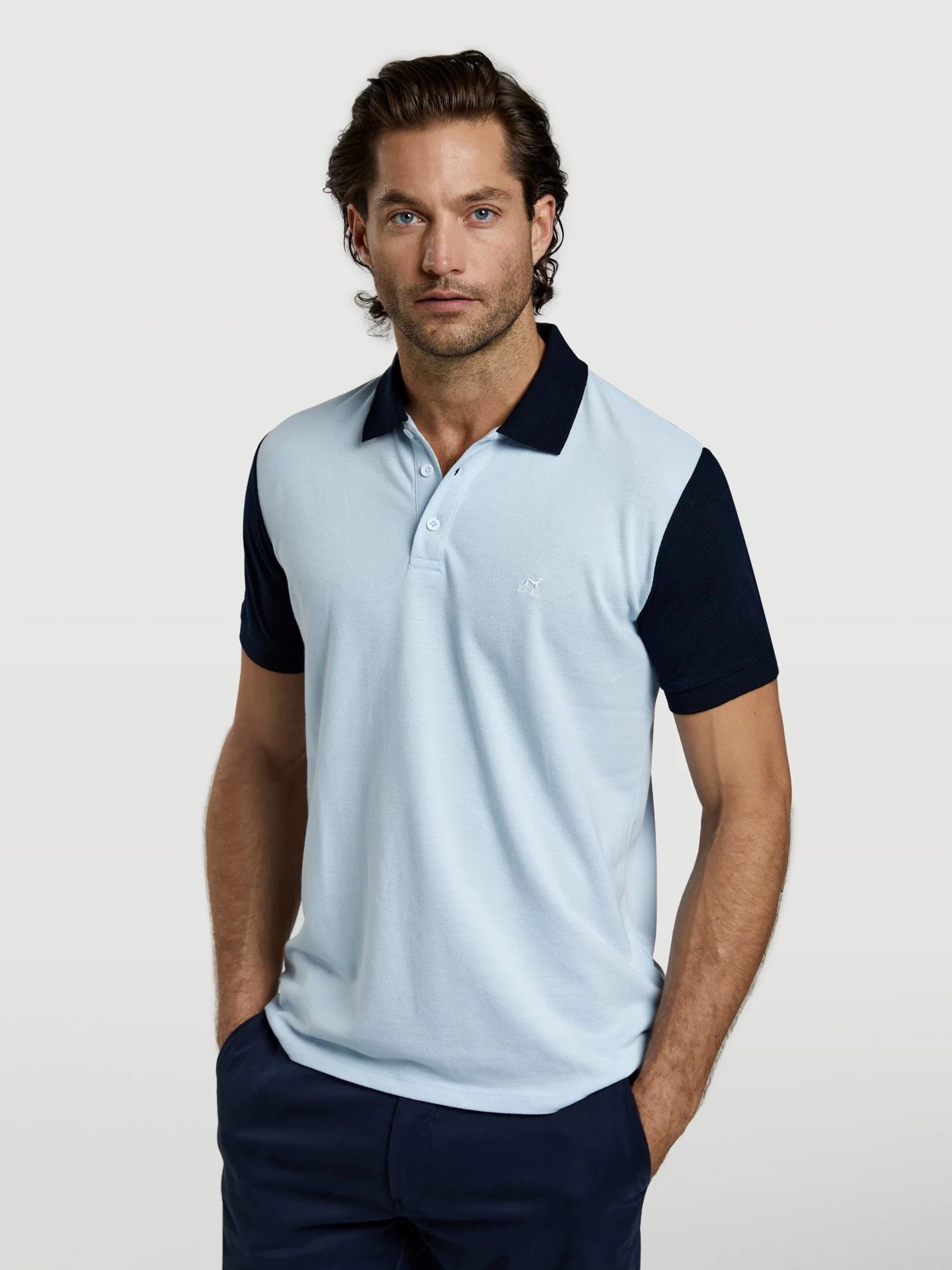 89 edition slim fit piqué polo shirt with colour-block - Image 7