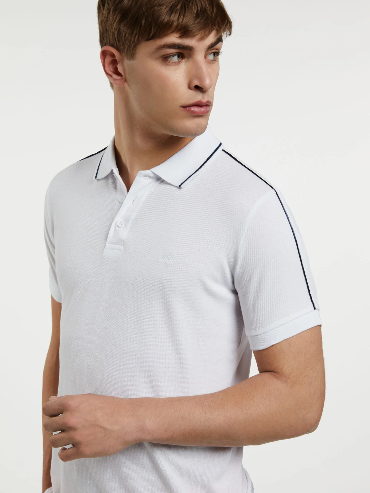 89 Recycled Edition' Polo Piqué Shirt With Branded Pipings - Image 9