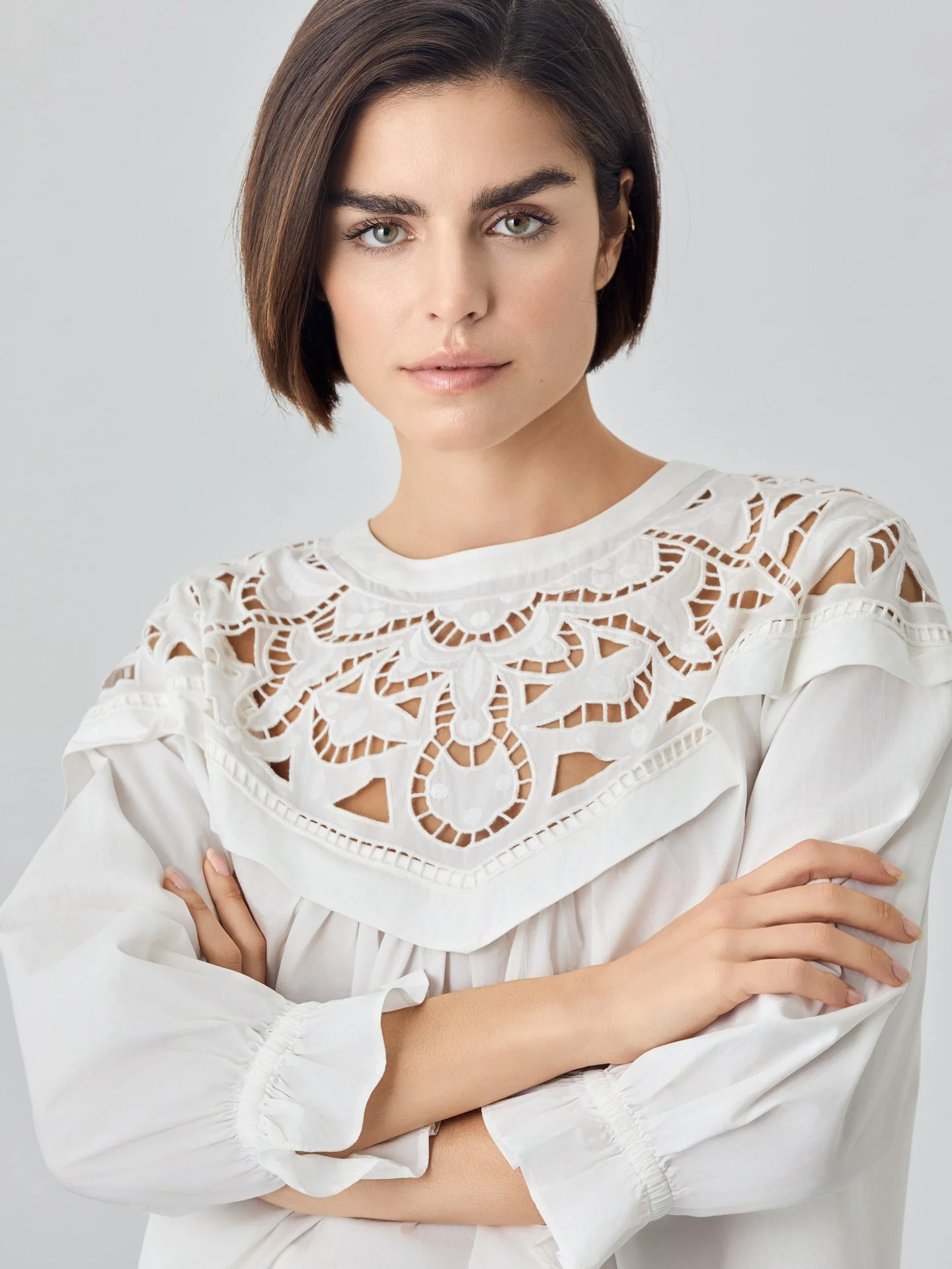 Blouse In Organic Cotton Poplin With English Embroidery - Image 2