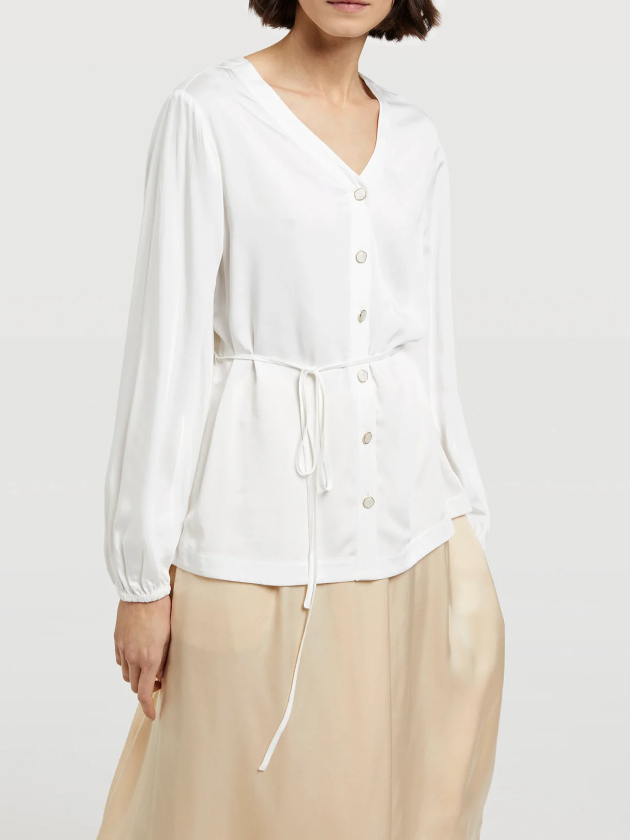Blouse With Self-Fabric Belt