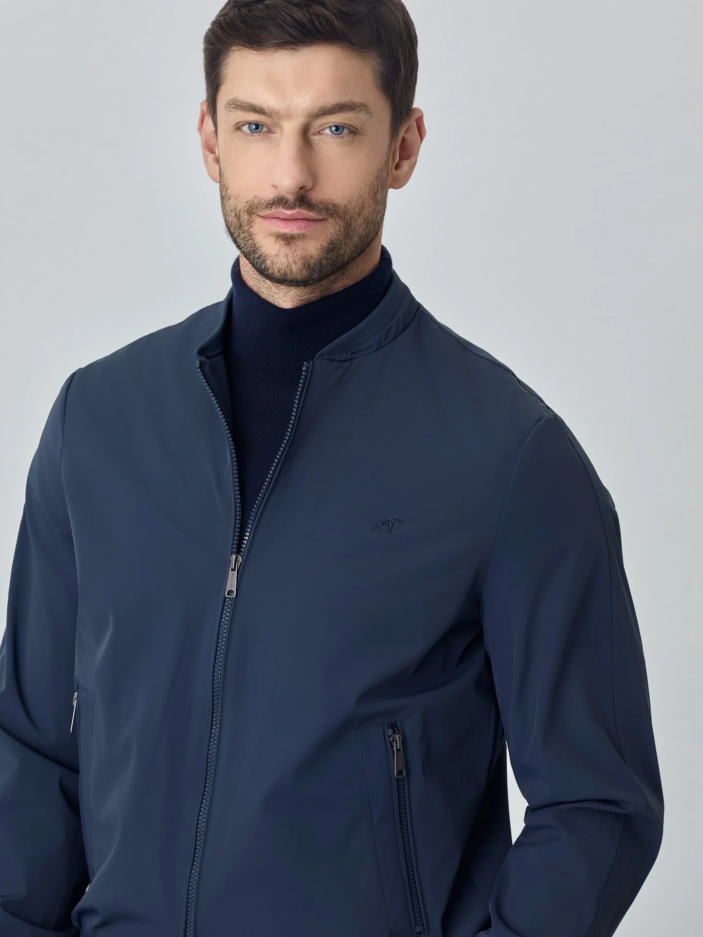 Bomber Jacket With Double Collar and Zip Pockets - Image 3