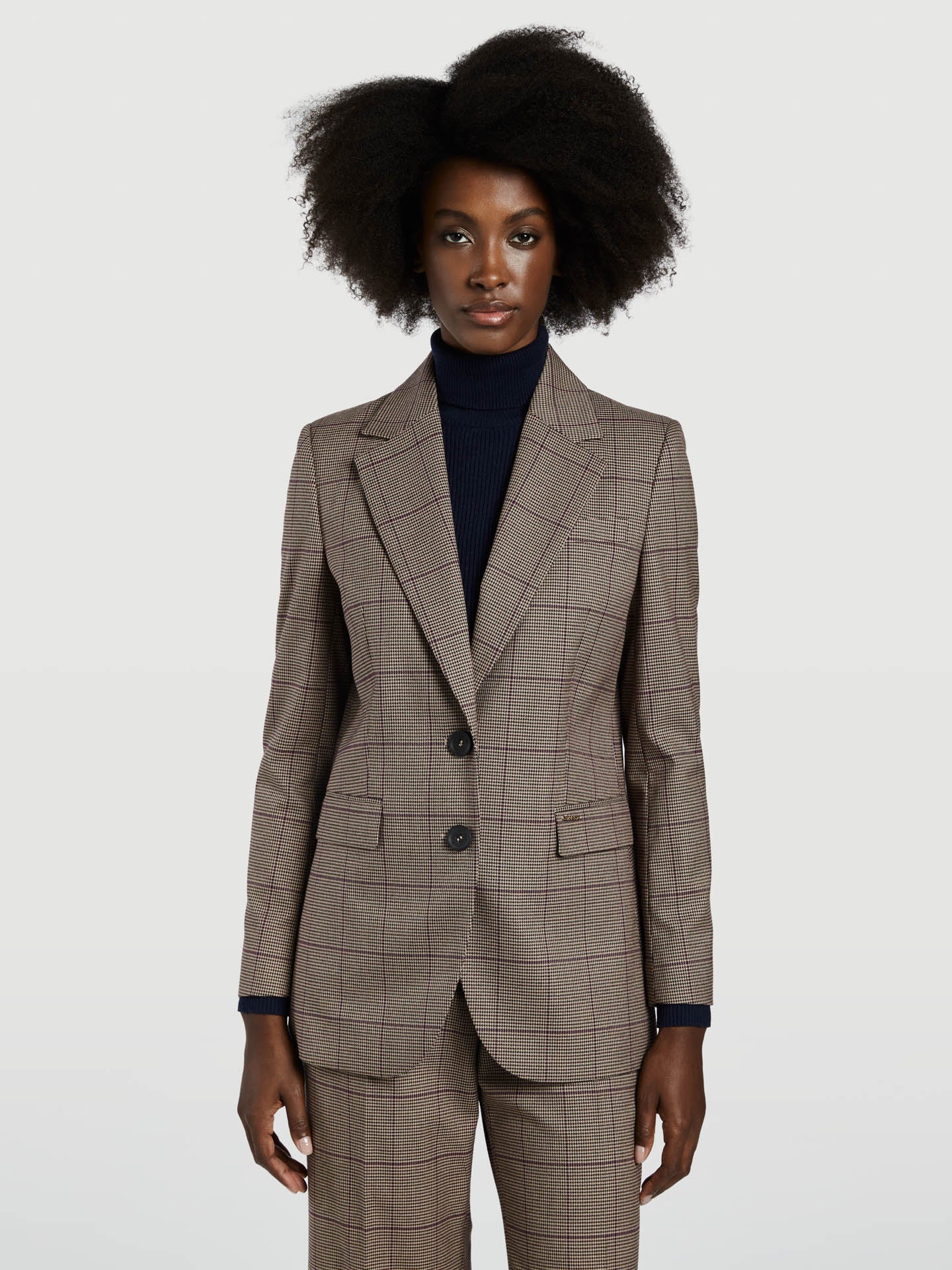 Checked Single-Breasted Suit Blazer - Image 3