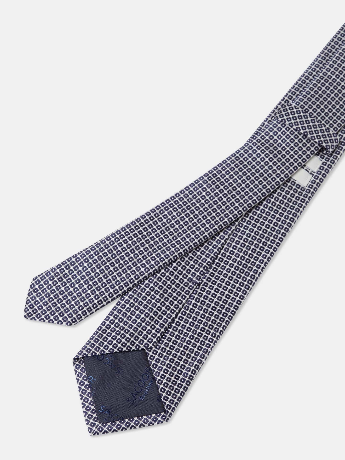 Checkered Pattern Tie 100% Silk 7cm - Image 2