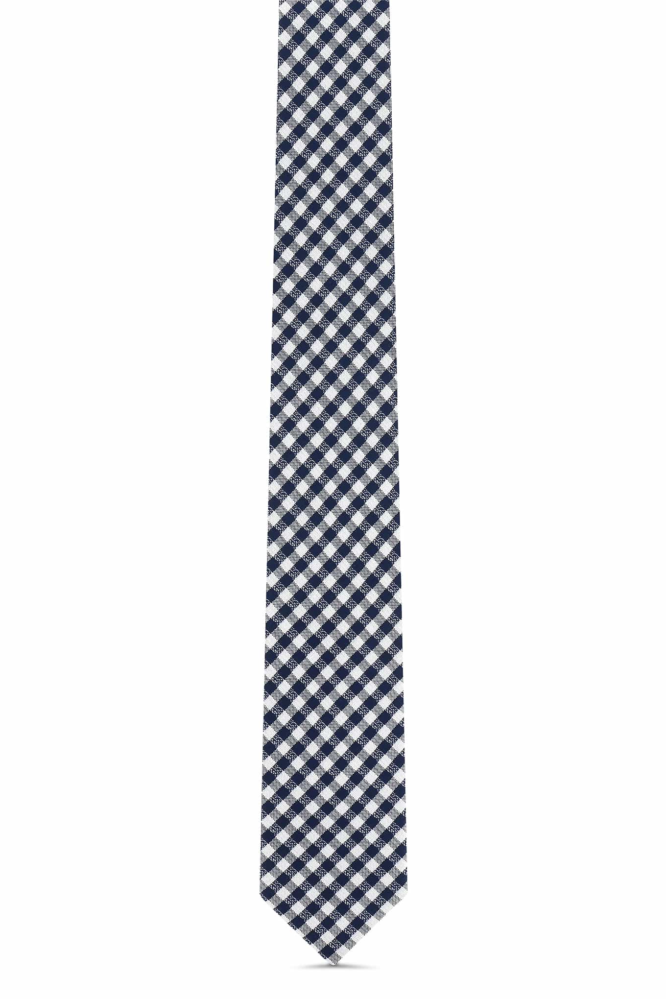 Checkered Pattern Tie 100% Silk 7cm - Image 2