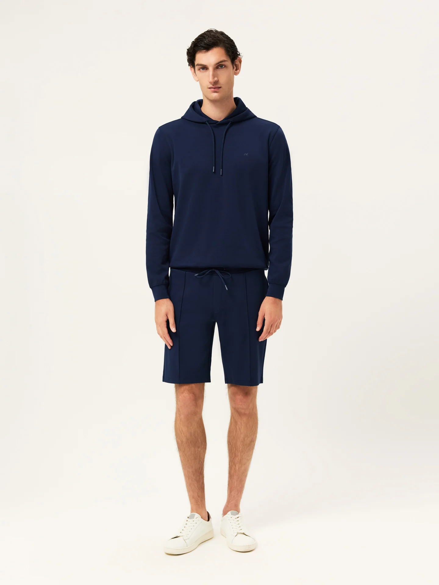 Cotton Fleece Hoodie With Chest Logo Print - Image 2