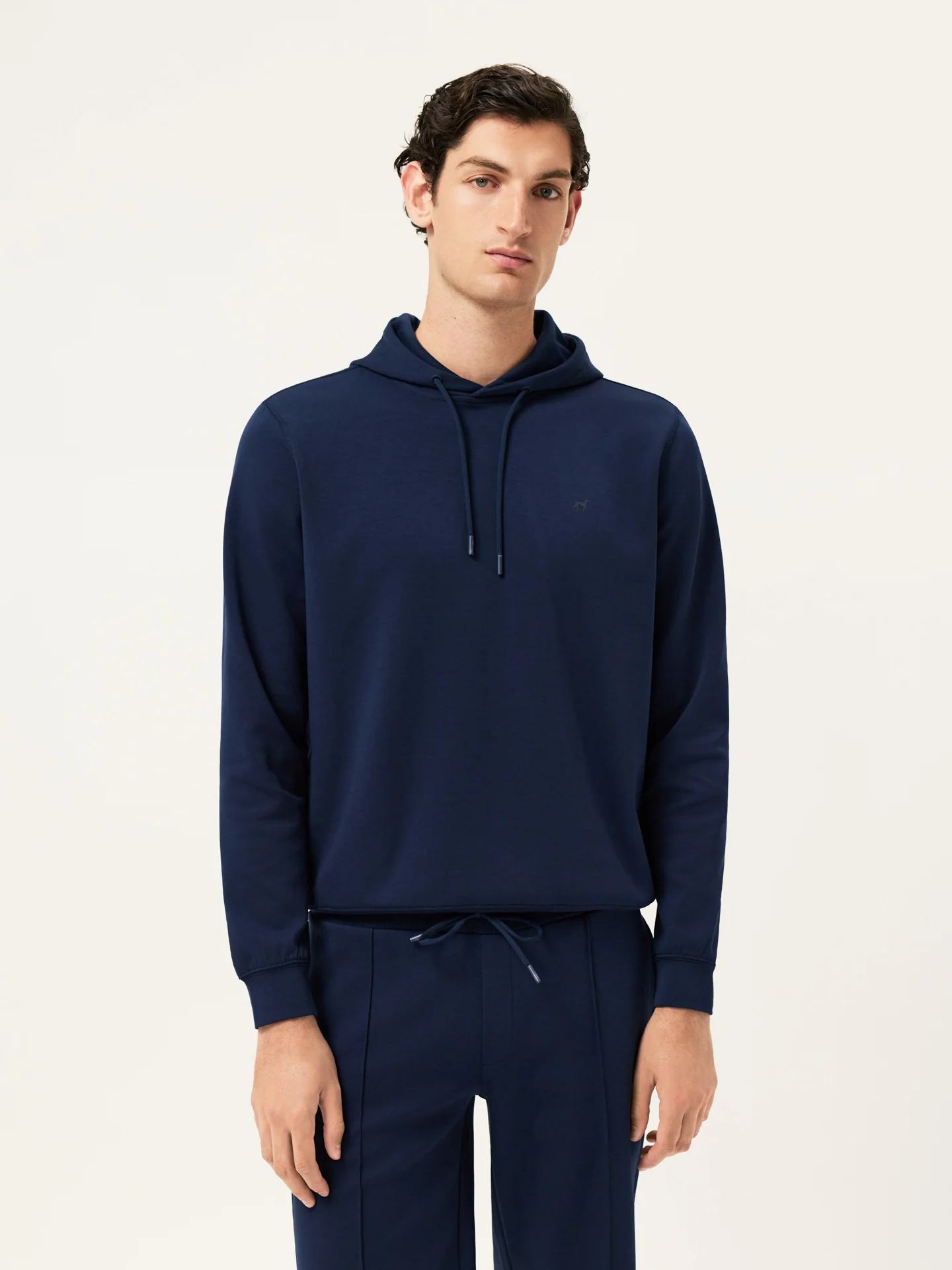 Cotton Fleece Hoodie With Chest Logo Print - Image 3