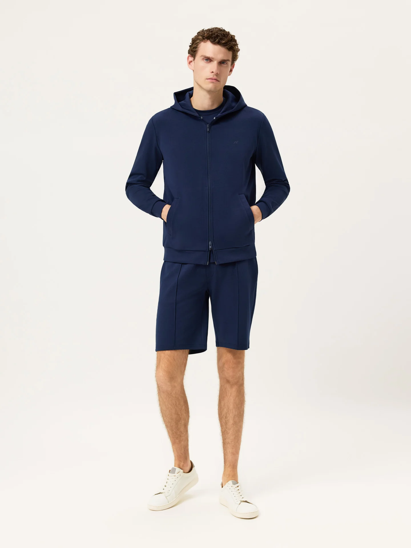 Cotton Fleece Zip Hoodie With Chest Logo Print