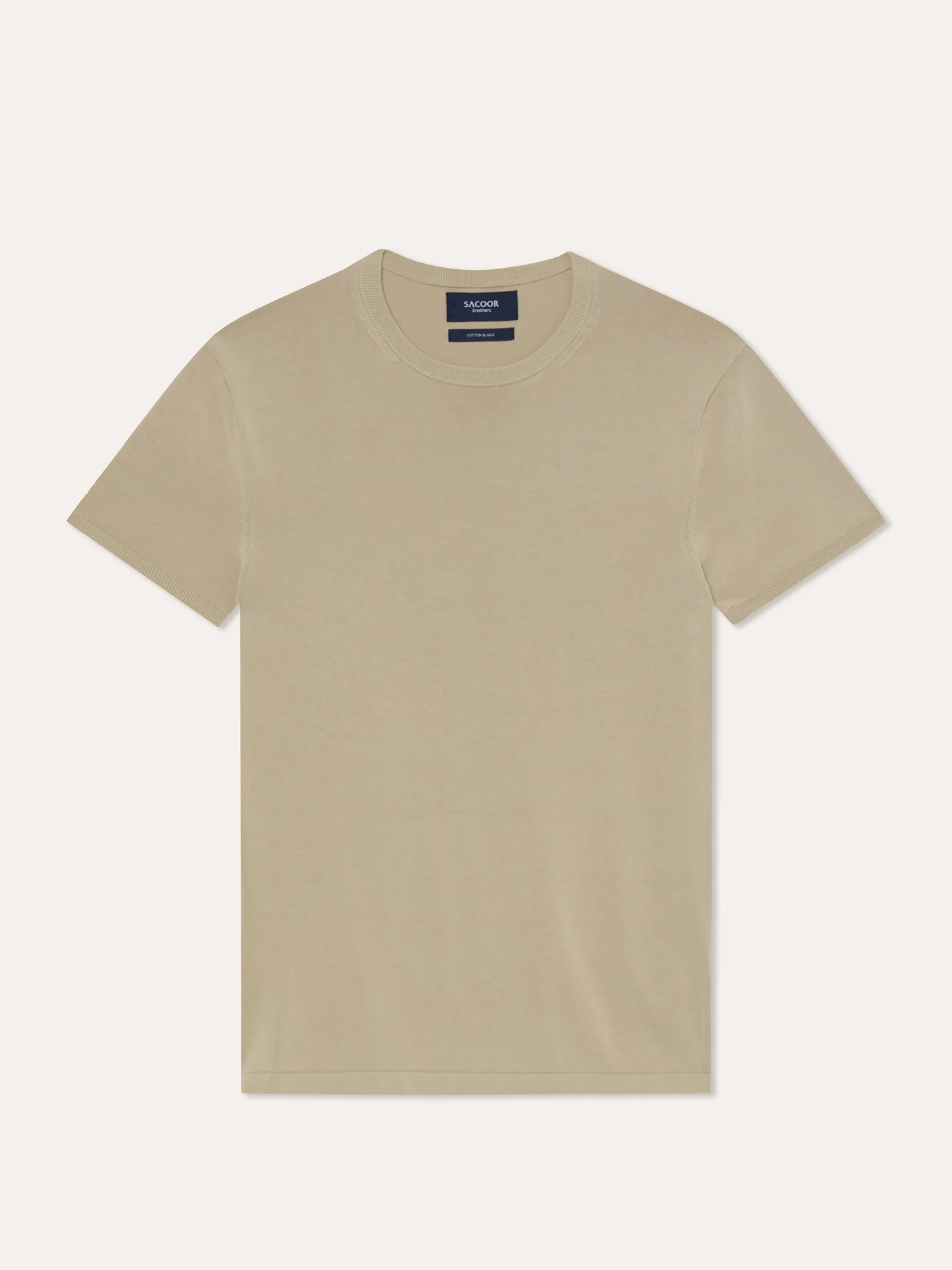 Crew Neck Sweater With Short Sleeves In Cotton and Silk Blend - Image 9