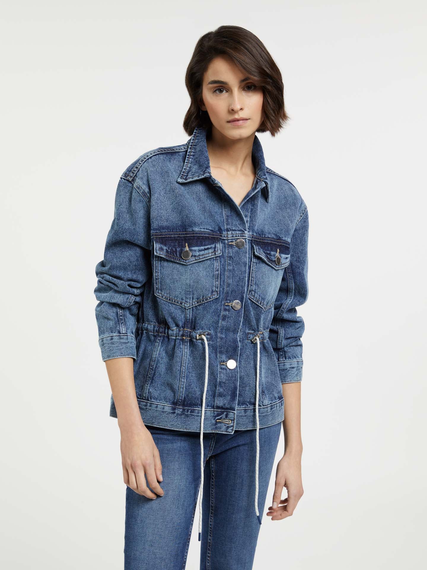 Denim Jacket With Adjustable Waist - Image 2