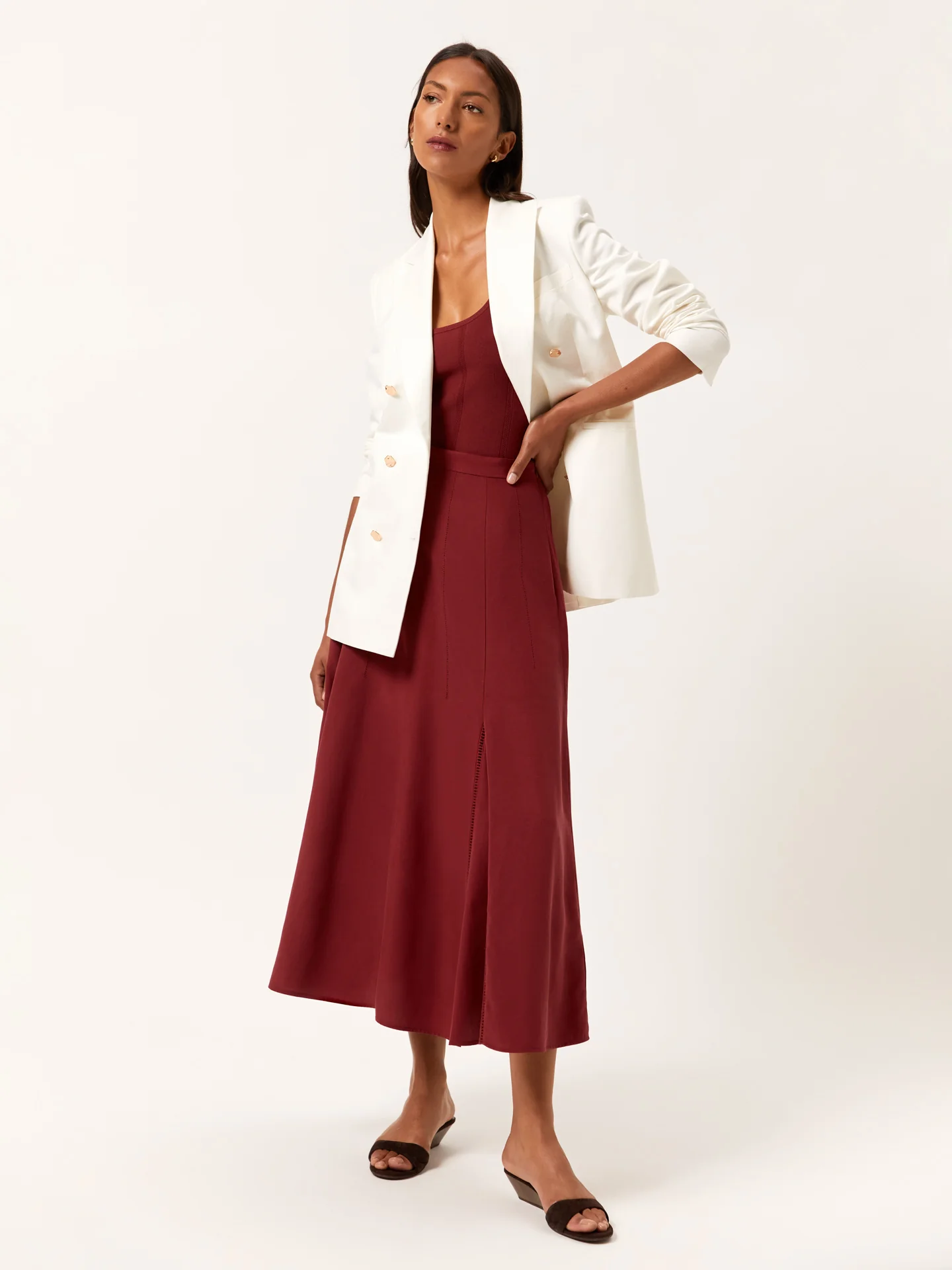Double-Breasted Suit Blazer In Cotton & Linen Blend - Image 6
