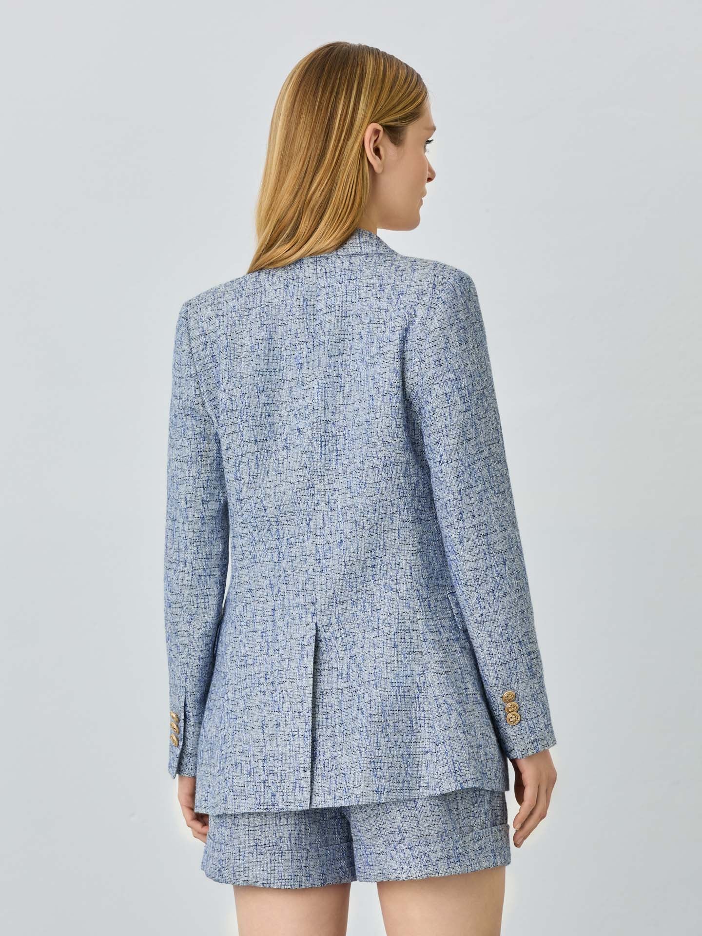 Double-Breasted Suit Blazer In Rayon Blend Tweed - Image 2