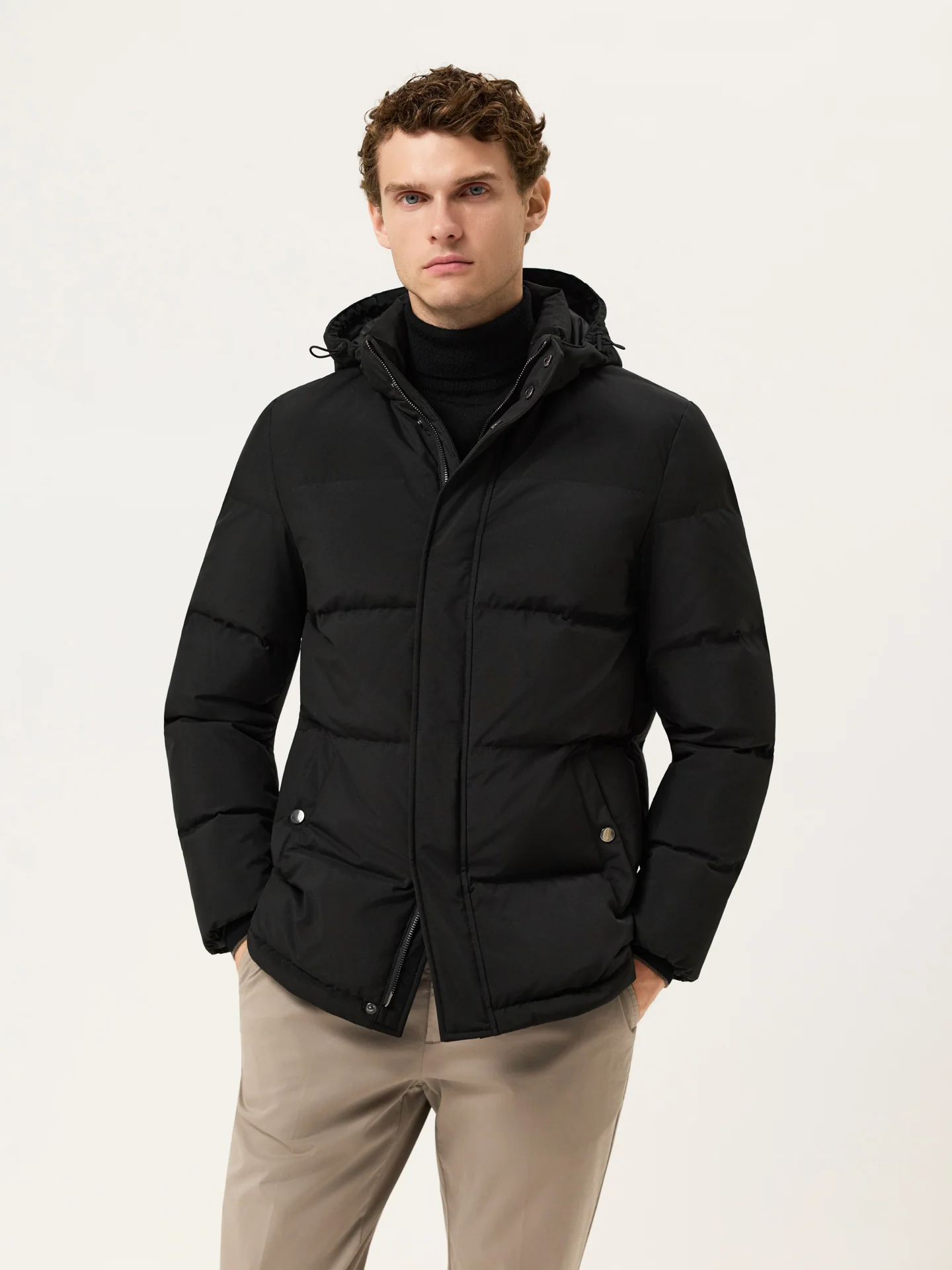 Down Puffer Jacket With Detachable Hood
