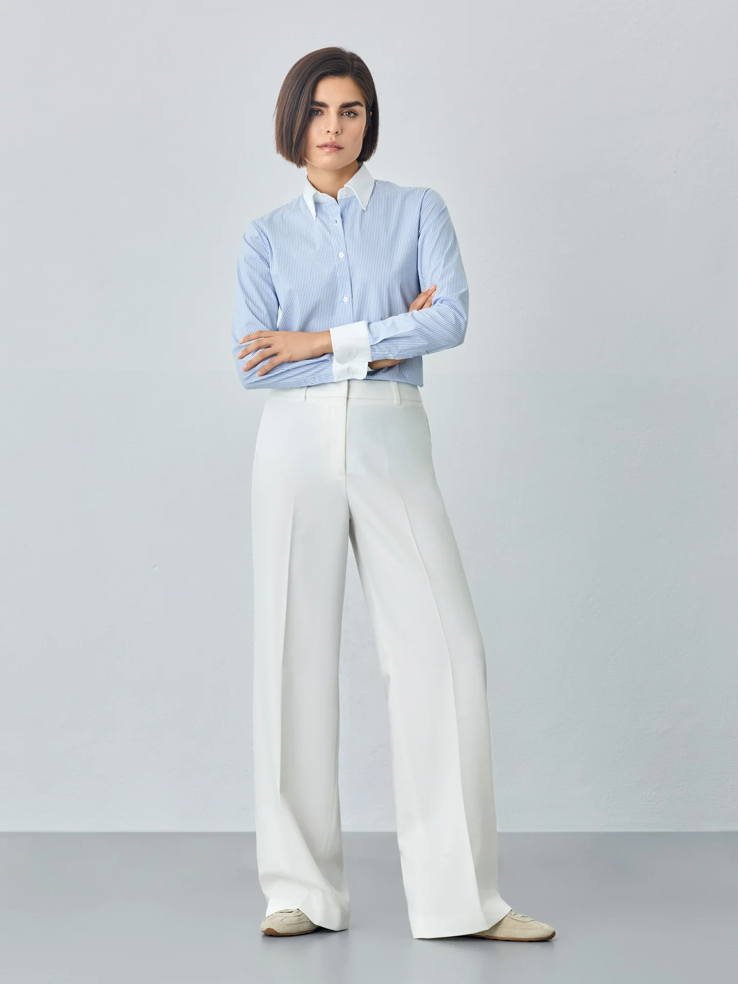 Ecru Loose Fit Trousers In Rayon Blend - Image 2