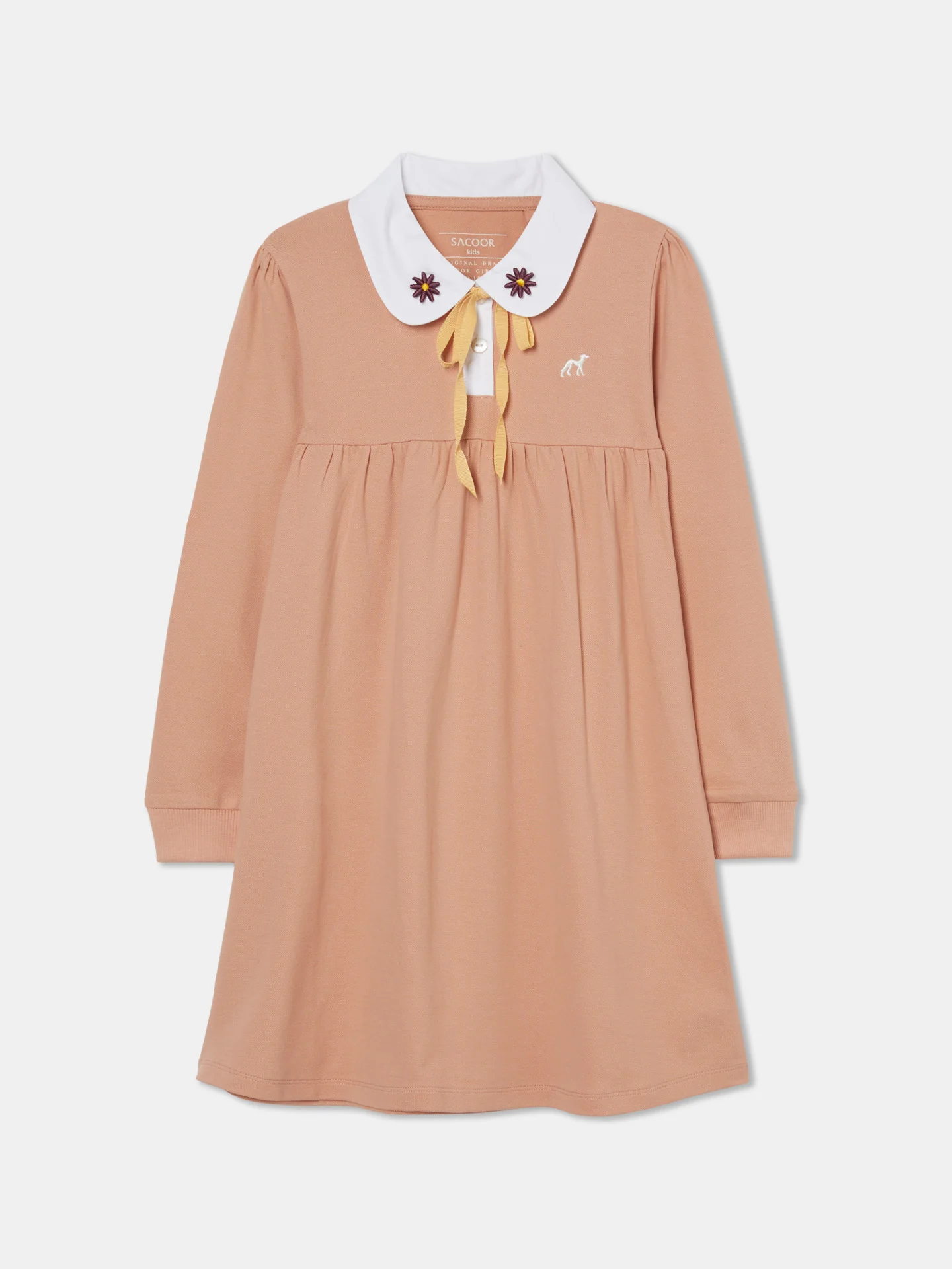 Flower Badge Piquet Dress 3/4 Sleeves - Image 11