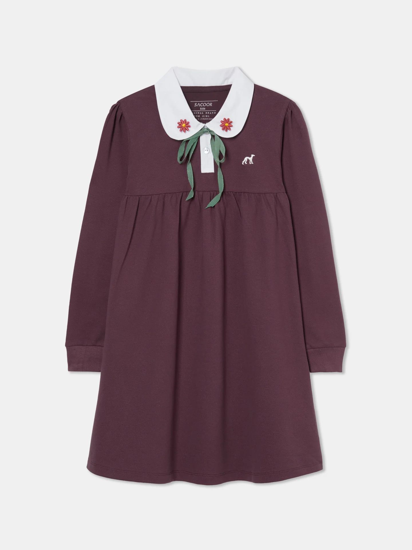Flower Badge Piquet Dress 3/4 Sleeves - Image 8