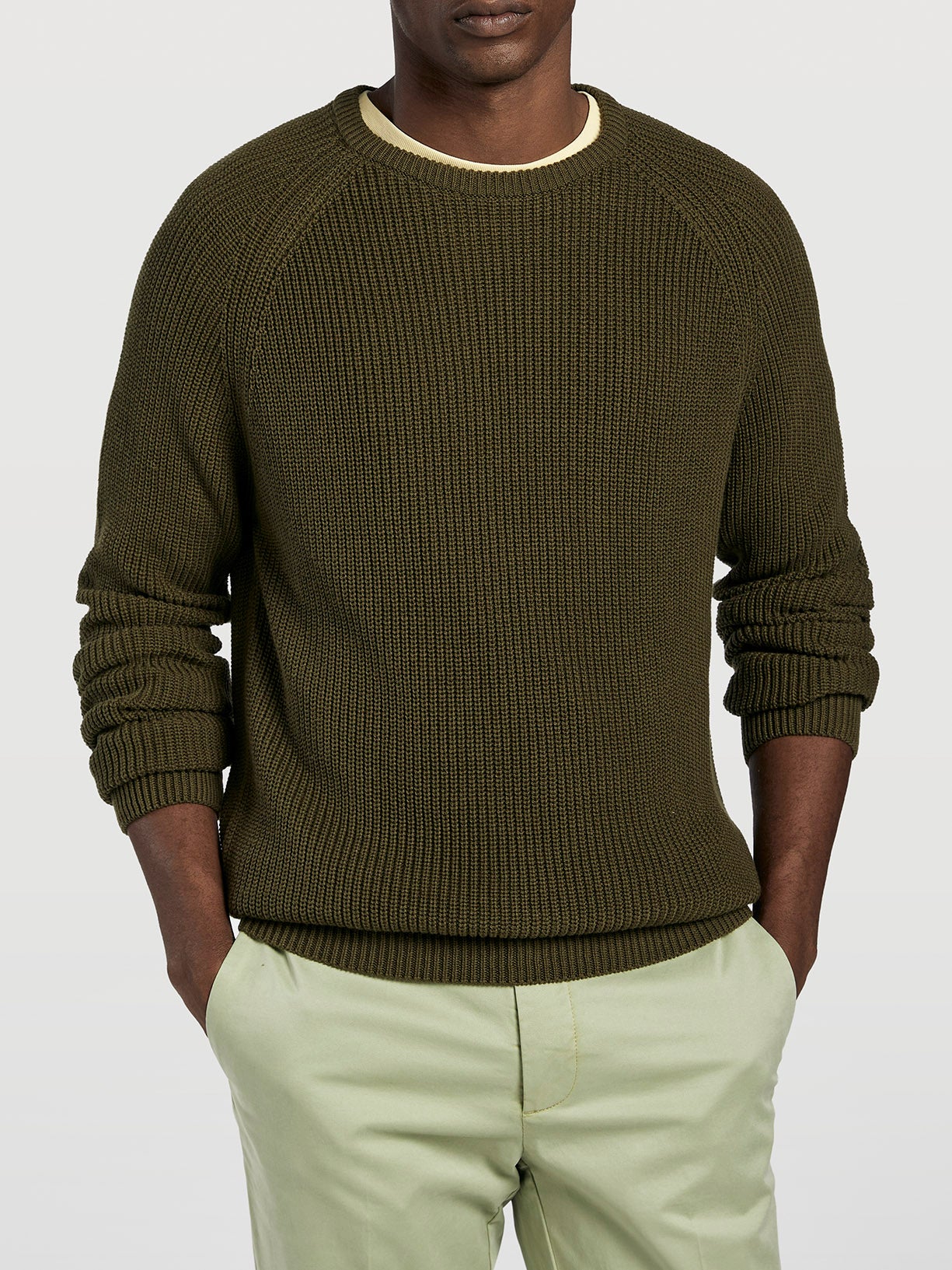Half cardigan crew neck sweater - Image 2