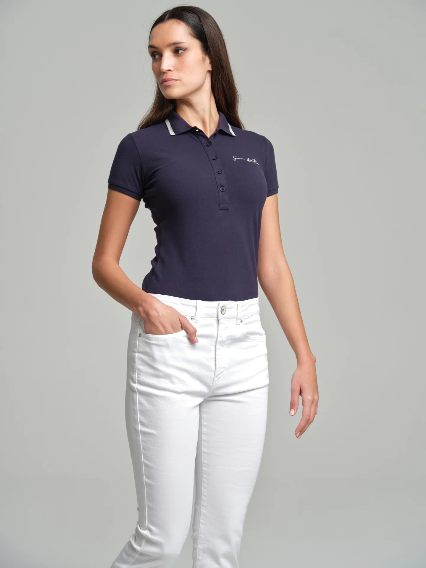 Handwritten logo-embroidered piquet polo shirt