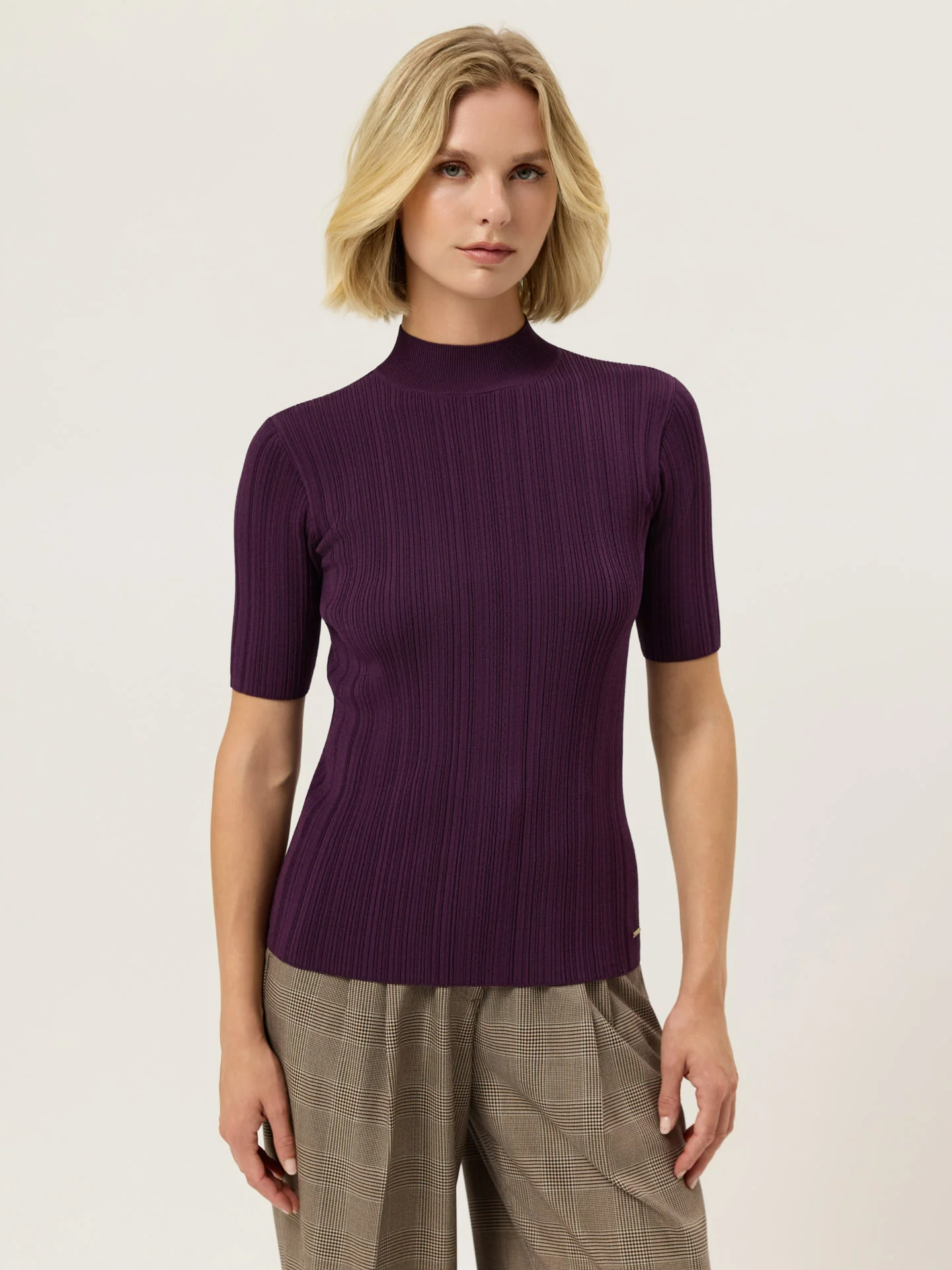 High Neck Rib Sweater In Viscose blend - Image 6