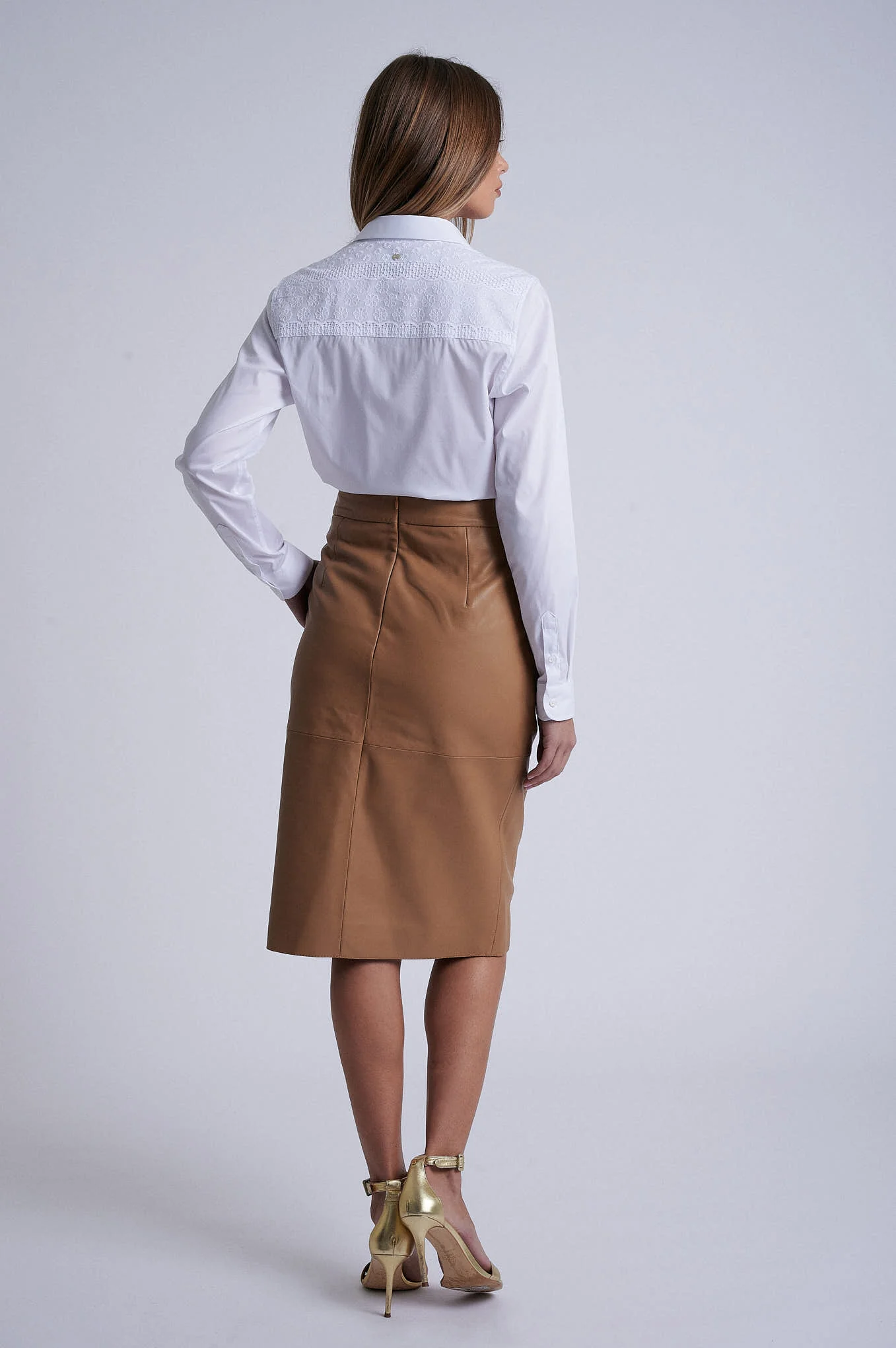 High waist pencil leather skirt. - Image 5