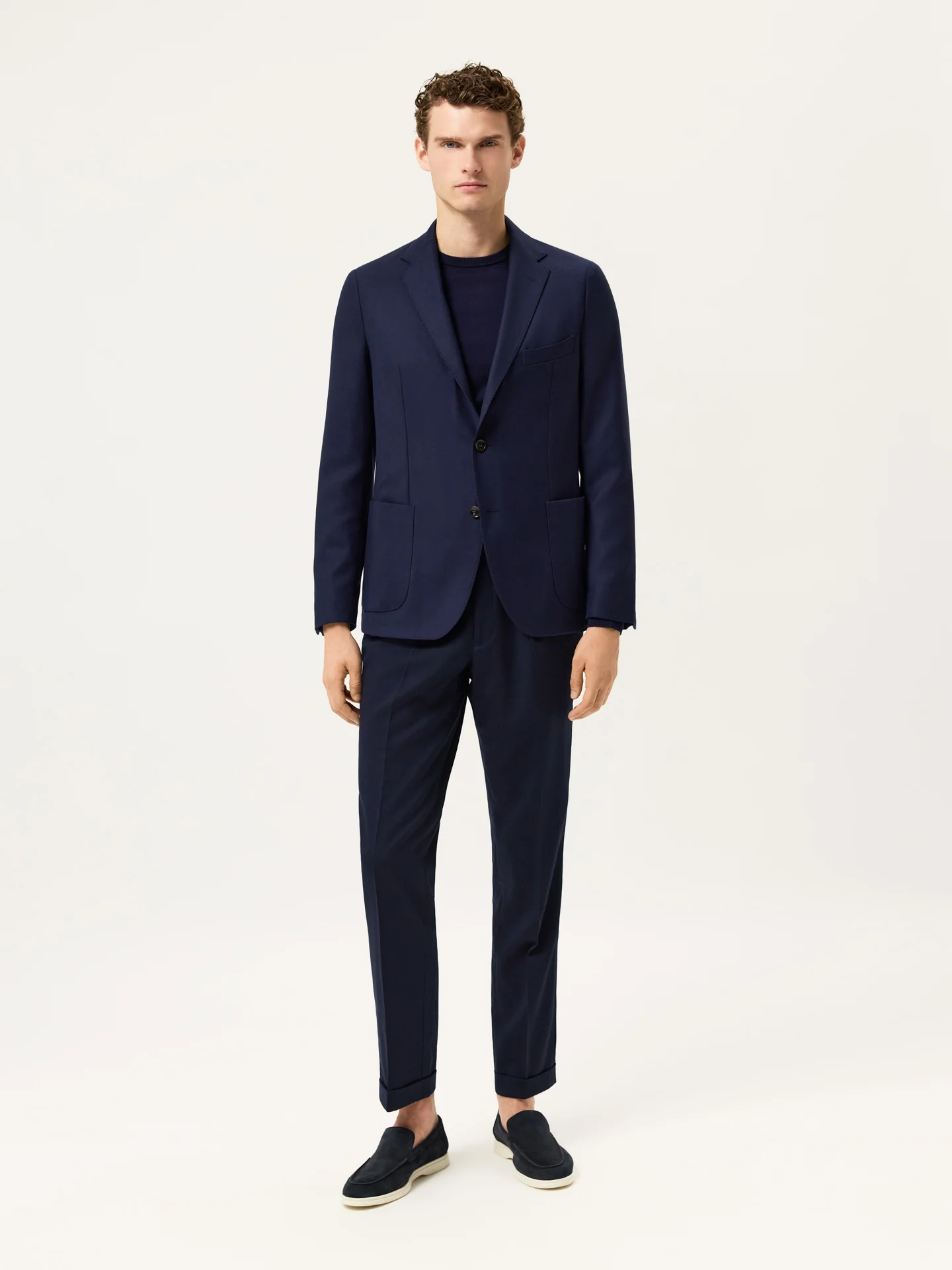 Italian Knit Twill Blazer In Wool Stretch