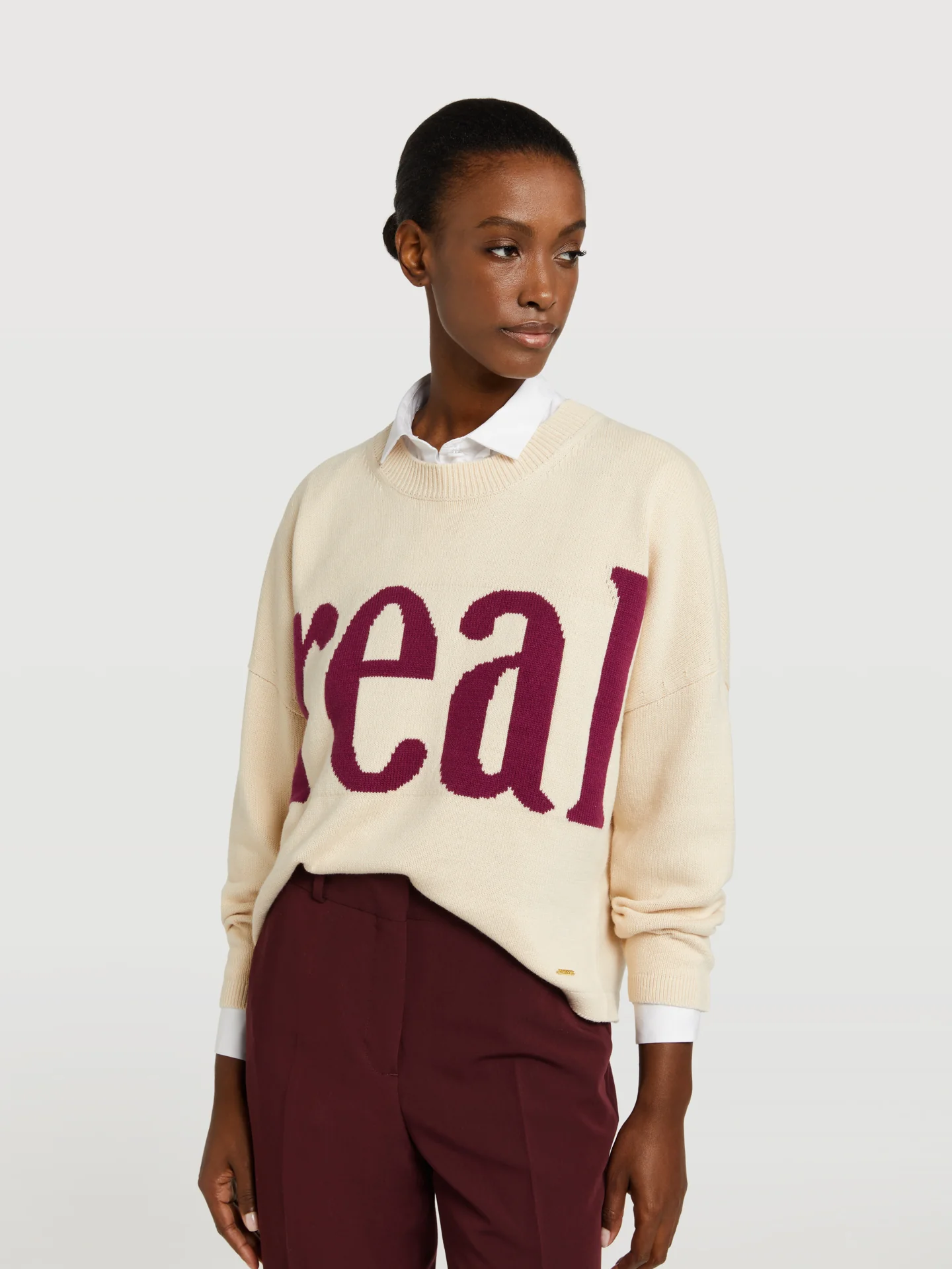 Jacquard wording sweater