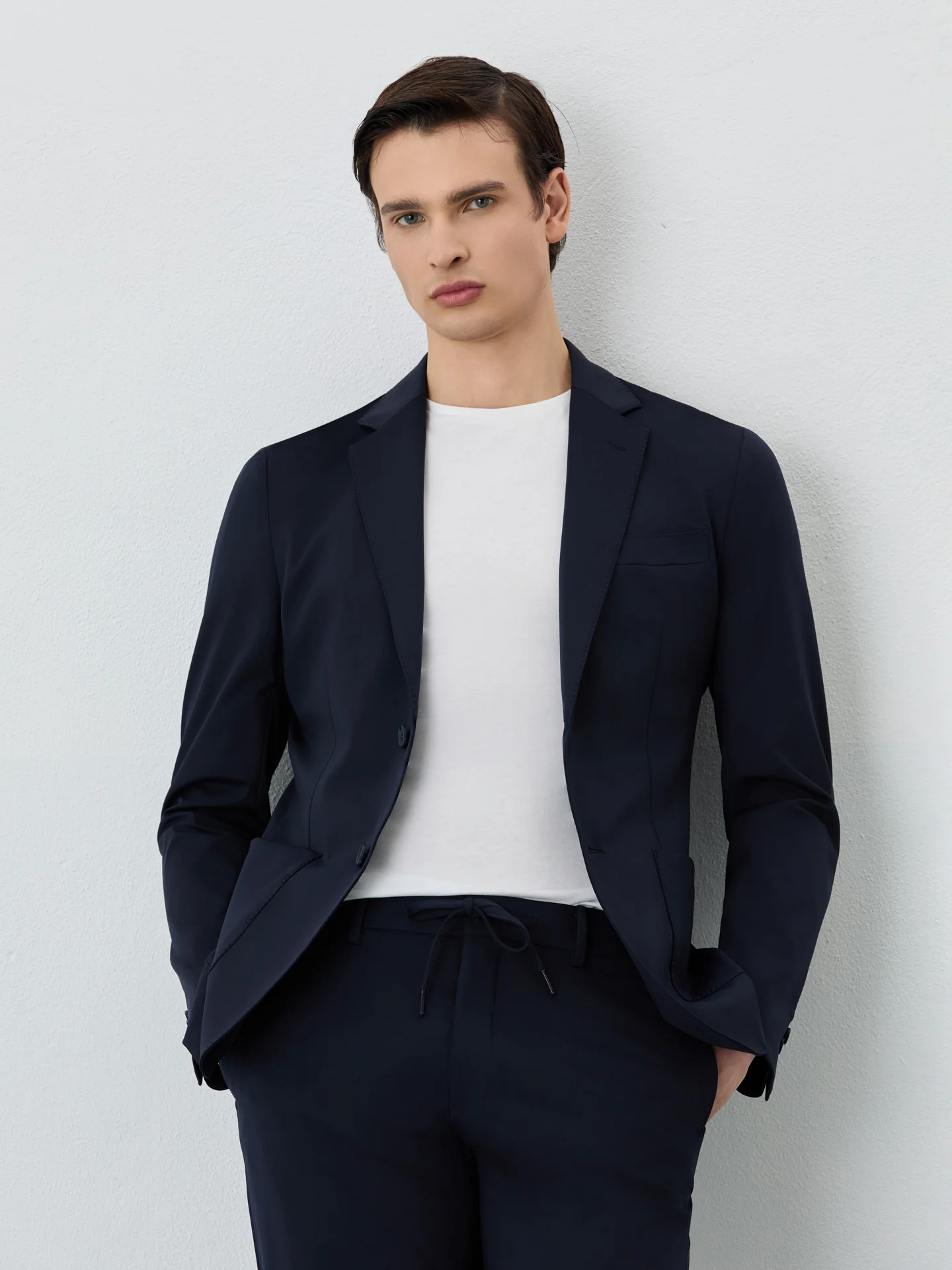 Jersey Blazer With Patch Pockets In Stretch Blend - Image 2