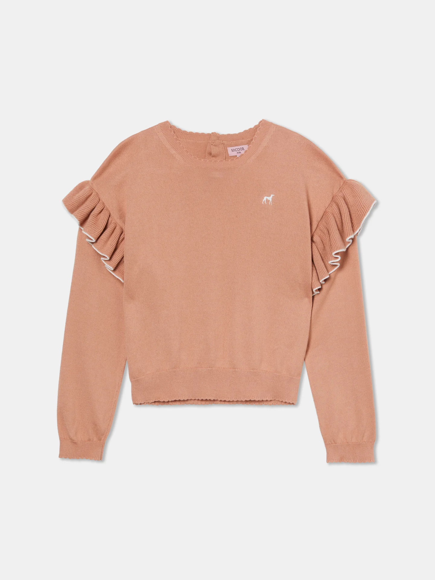 Long Sleeve Crew Neck Sweater with Knit Frills - Image 4