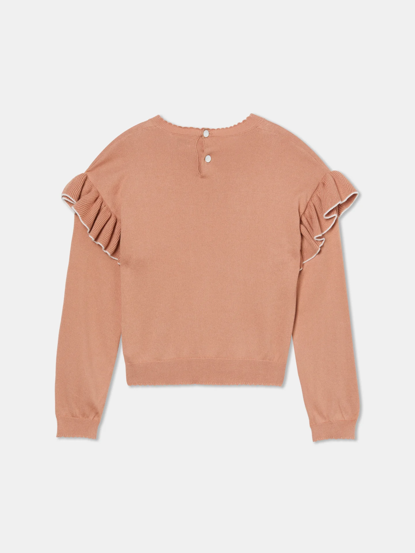 Long Sleeve Crew Neck Sweater with Knit Frills - Image 5