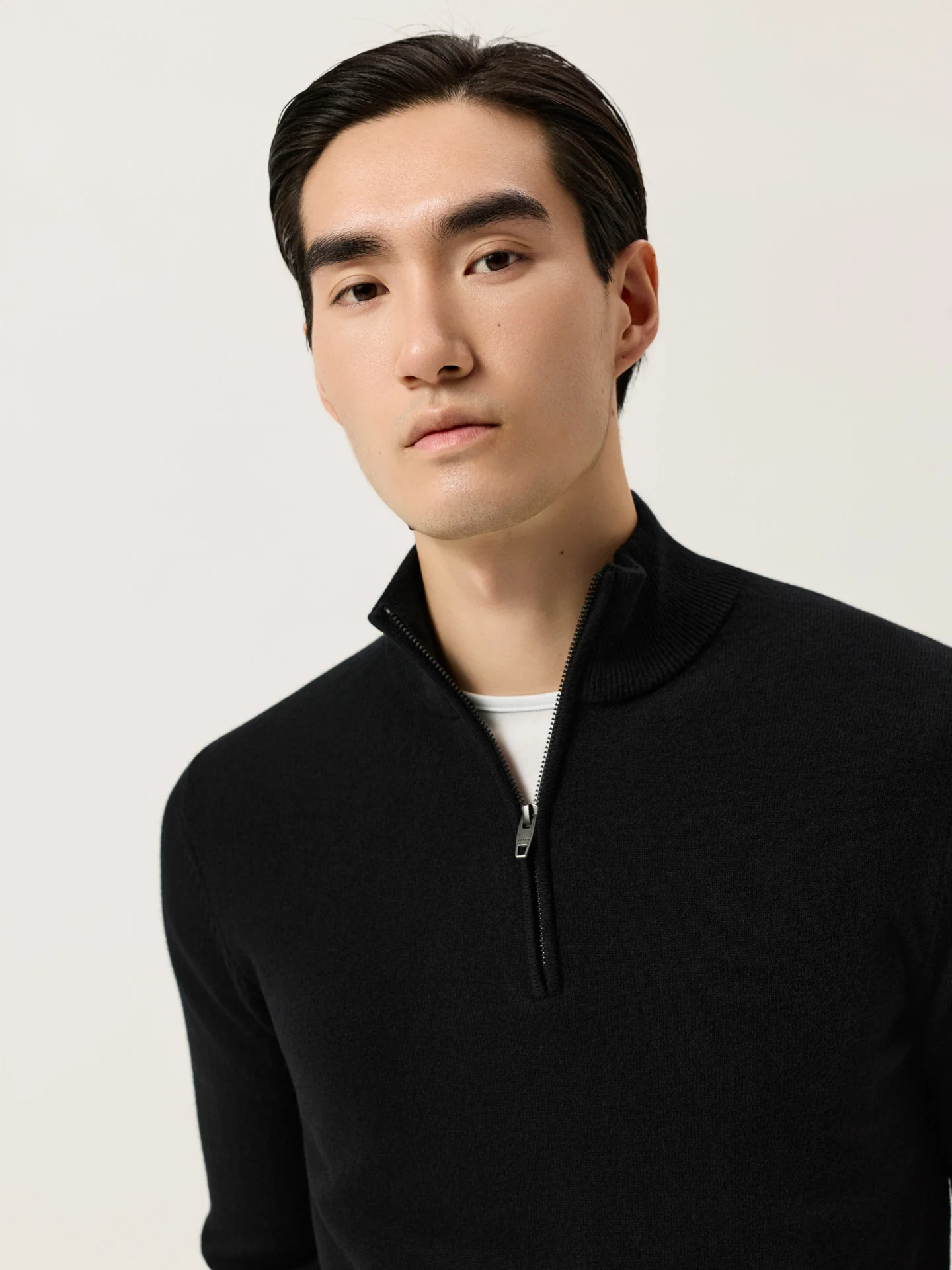 Long Sleeve Half-Zip Sweater In Fine Lambswool - Image 2