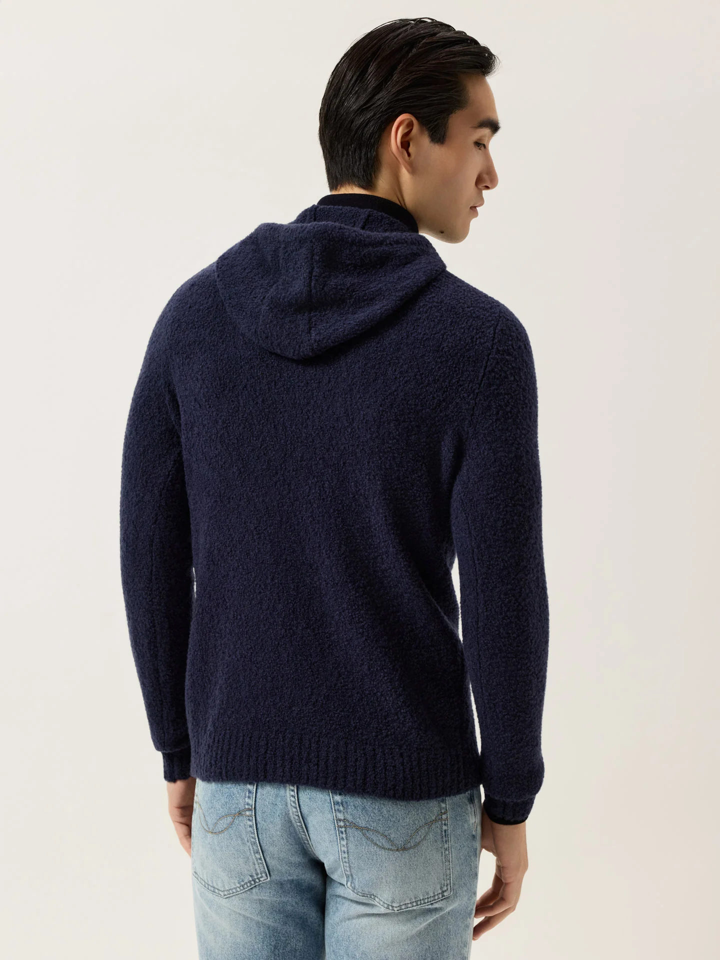 Long Sleeve Hooded Sweater In Wool And Cashmere Bouclé Knit - Image 3