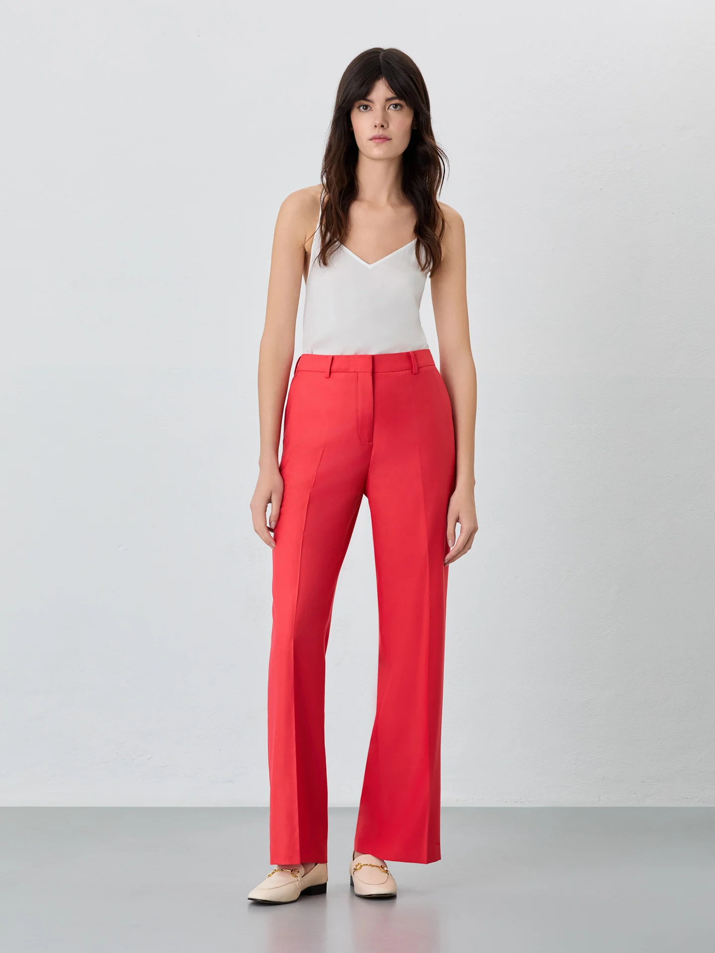 Loose Fit Red Trousers In Rayon Blend - Image 2