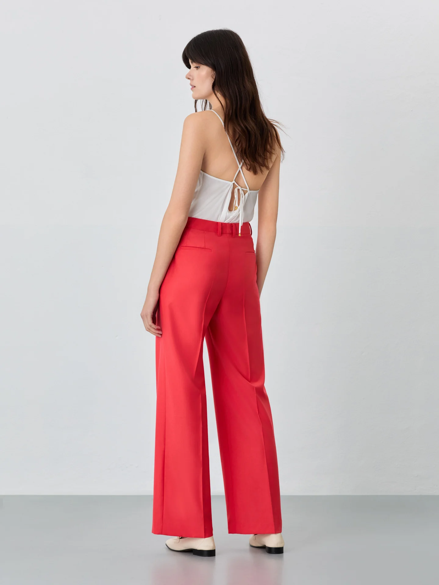 Loose Fit Red Trousers In Rayon Blend - Image 3