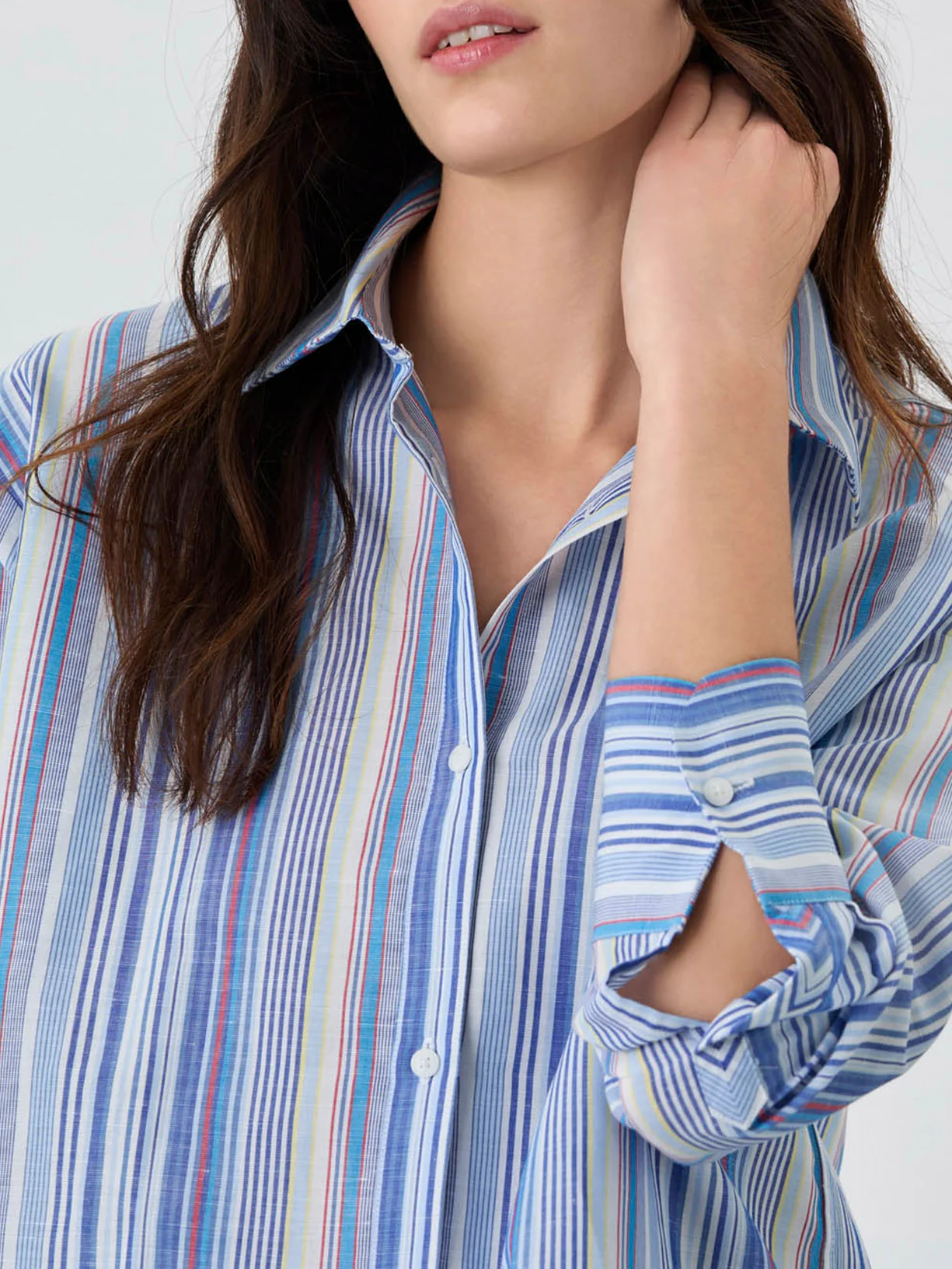 Loose Fit Shirt In Cotton Linen Blend With Stripes - Image 2