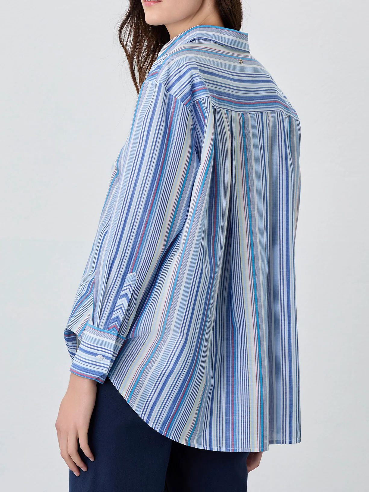 Loose Fit Shirt In Cotton Linen Blend With Stripes - Image 3
