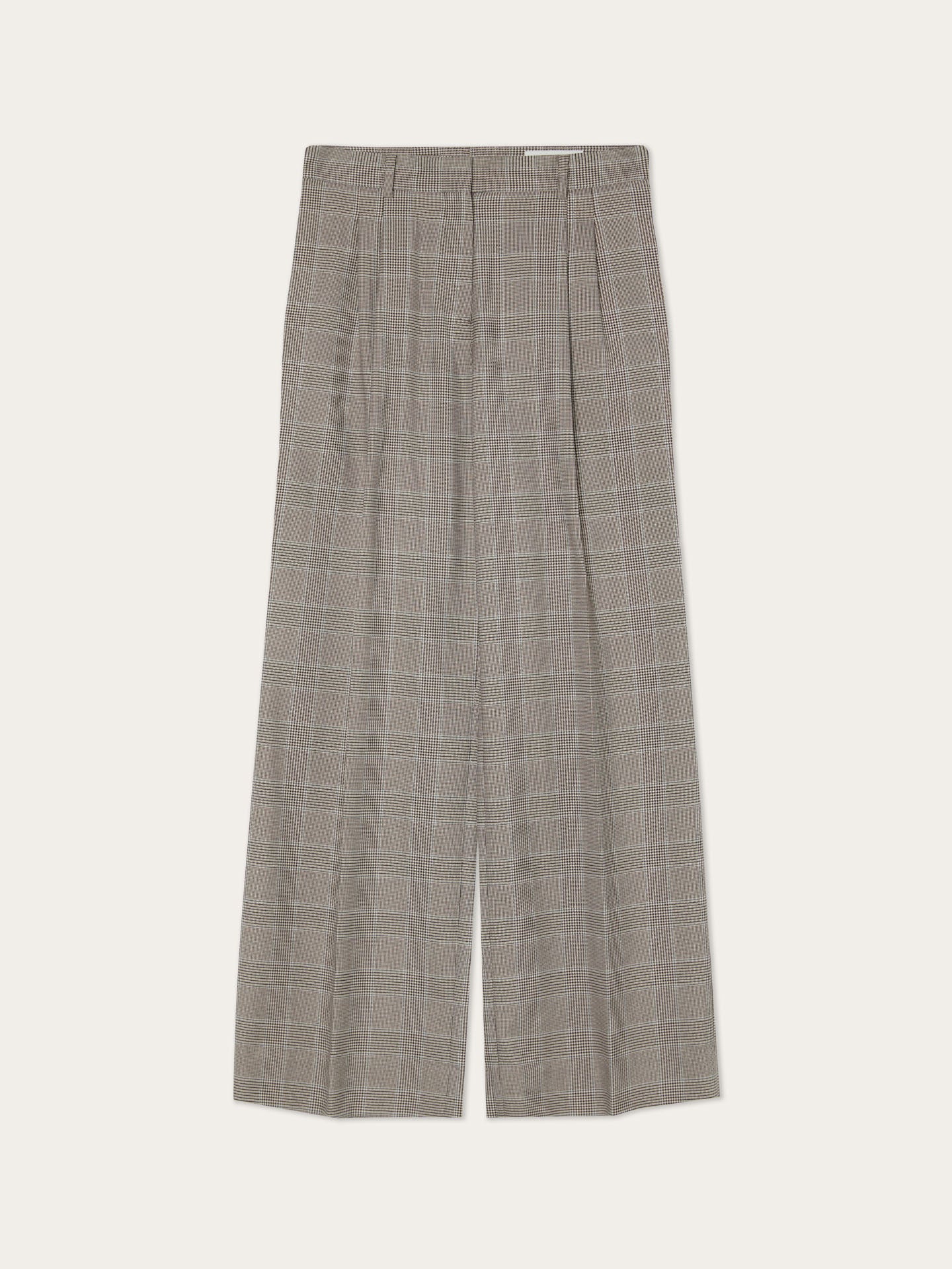 Loose Fit Trousers In Viscose Blend Checks With Pleats - Image 4