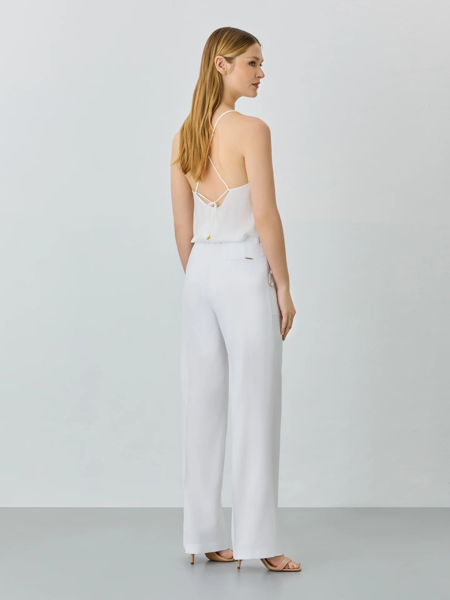Loose White Fit Trousers In Rayon Blend - Image 2