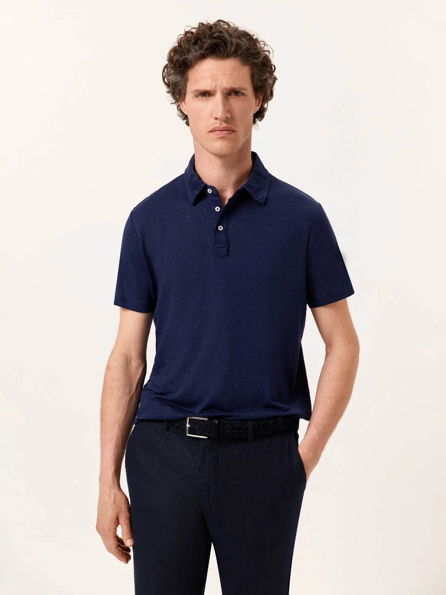 Luxe Leisure Edition Regular fit Linen jersey polo shirt - Image 2