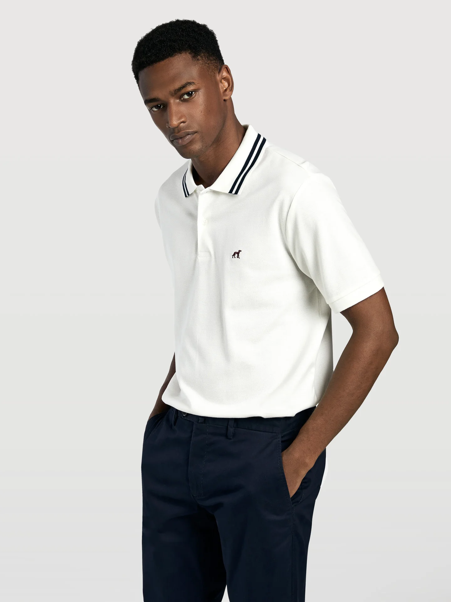 Luxeleisure Edition Regular fit piqué polo shirt with contrast stripes