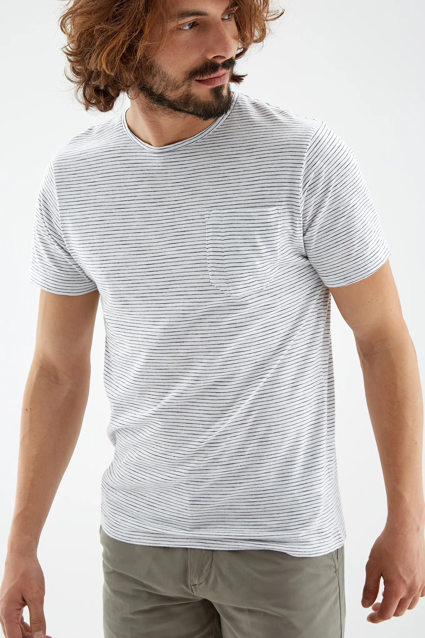 Men's Striped T-Shirt with Pocket - Image 2