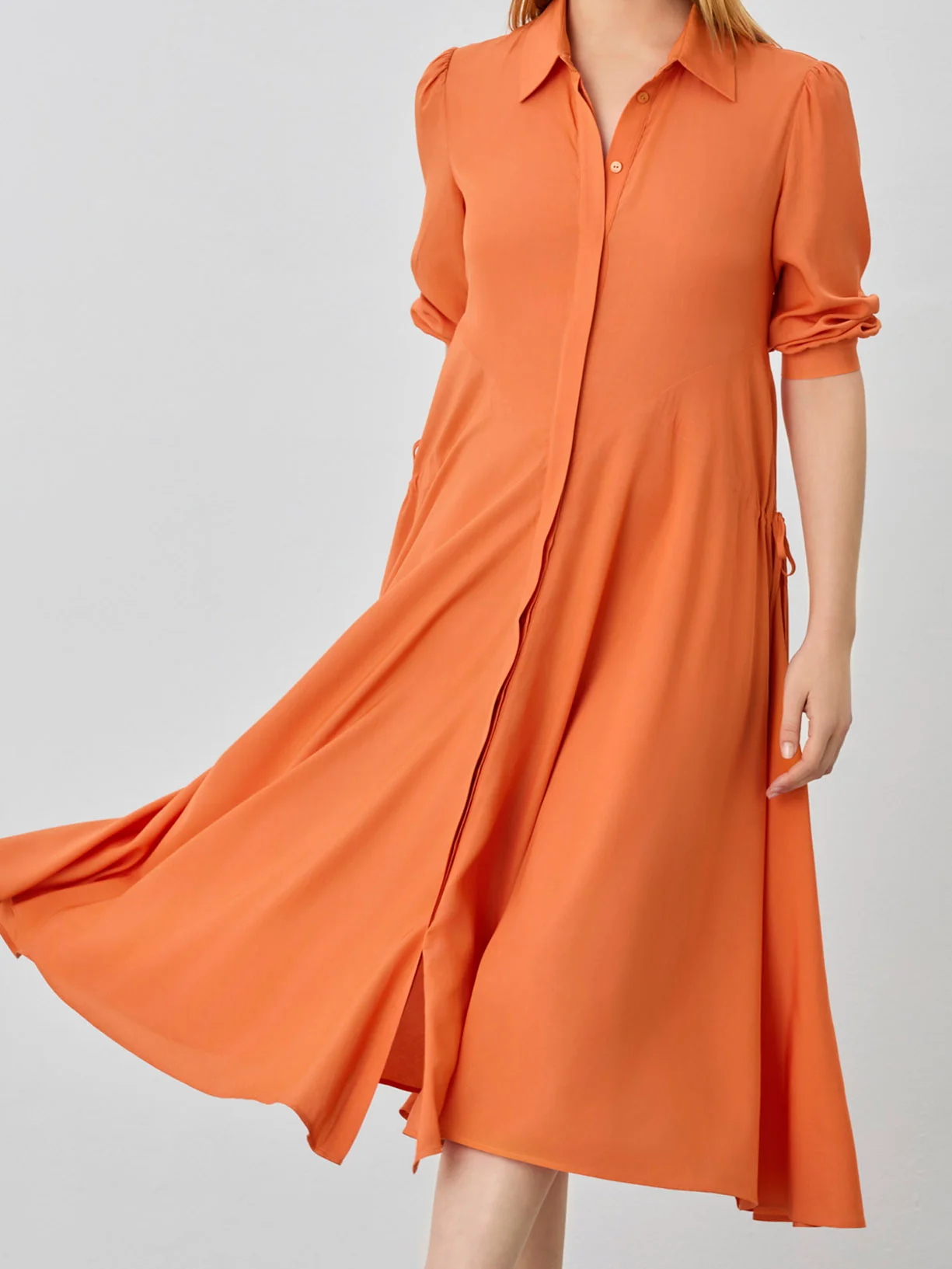Midi Shirt Dress In Cotton Blend