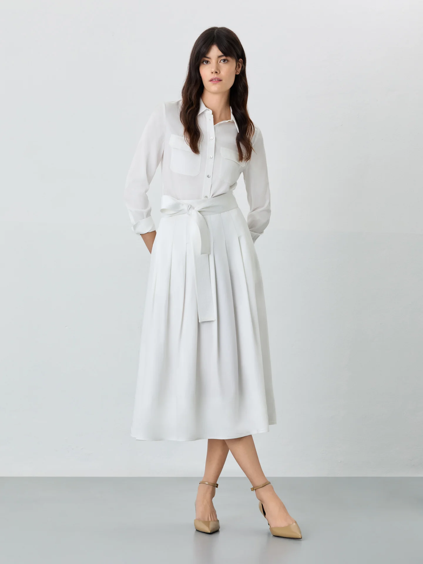 Midi Skirt In Tencel Blend With Belt - Image 4