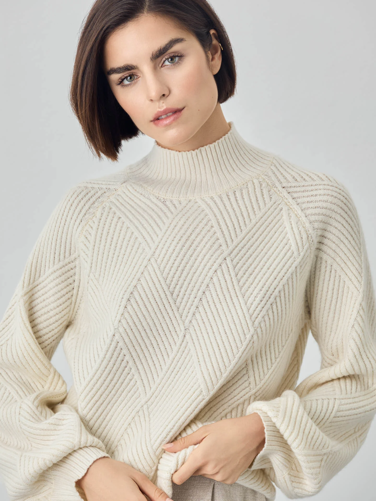 Mock Neck Jacquard Sweater in Lambswool Blend - Image 2