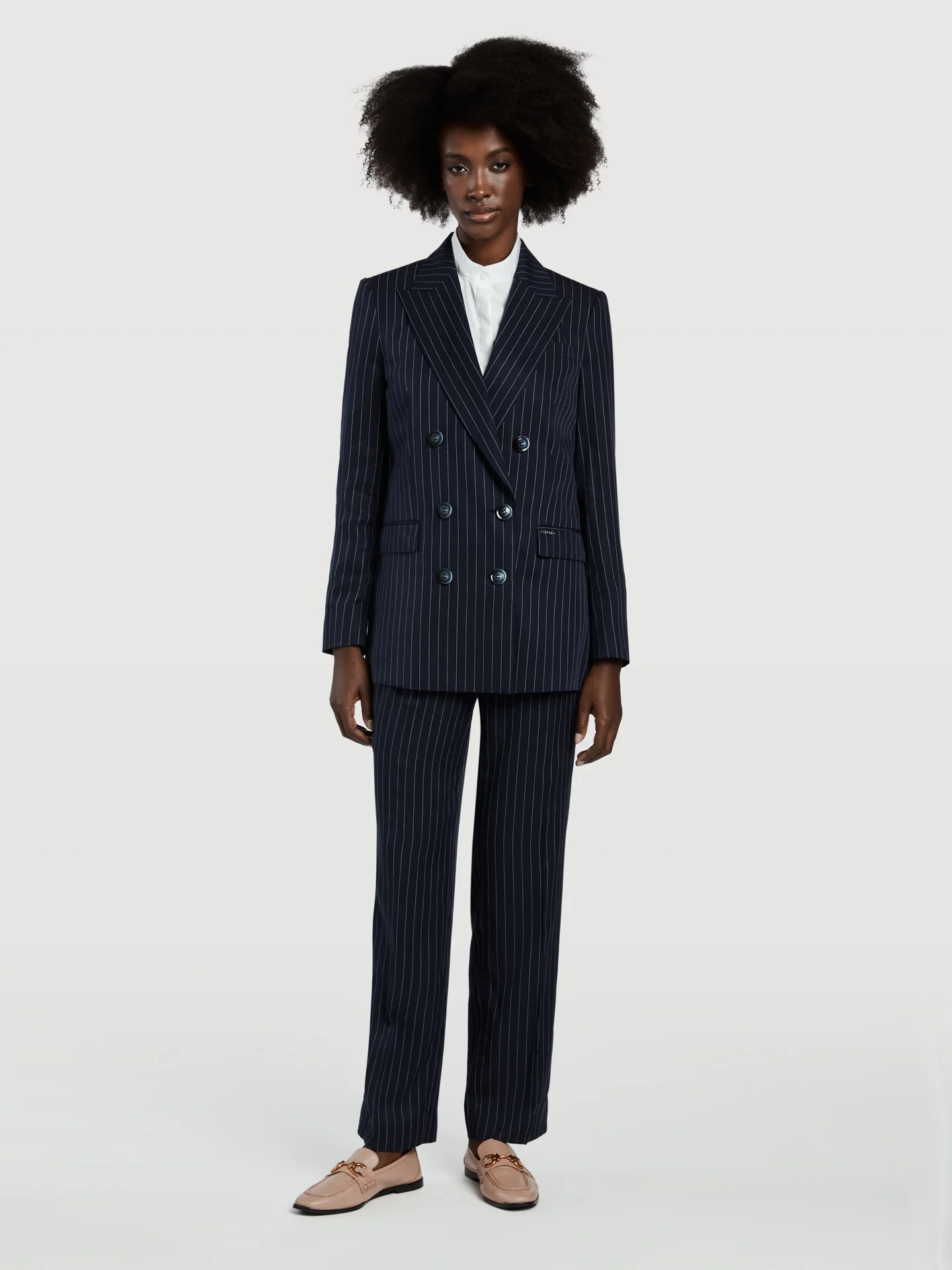 Pinstripe Double-Breasted Suit Blazer - Image 4