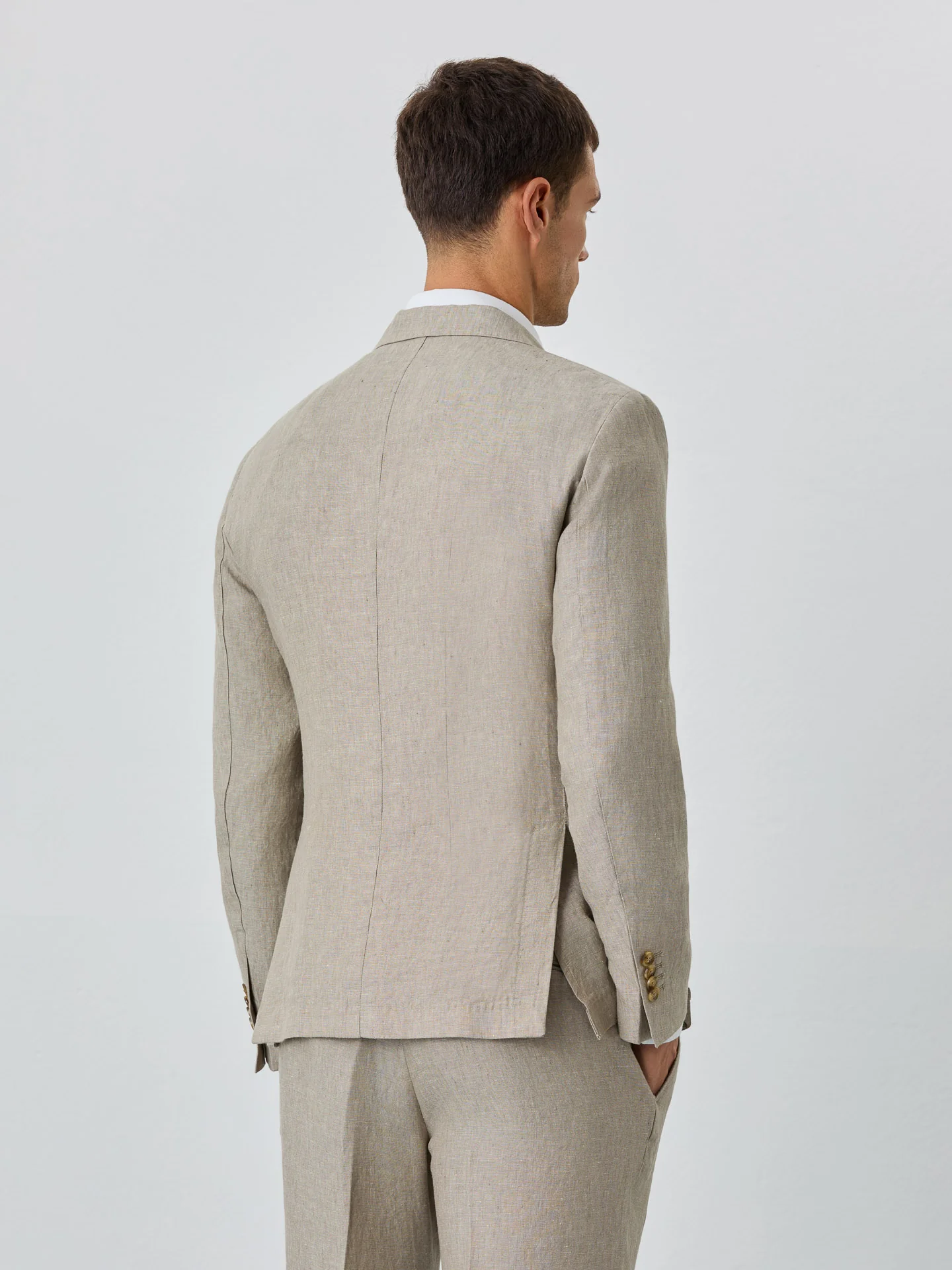 Premium Blazer With Patch Pockets And Special Pin In Linen - Image 2