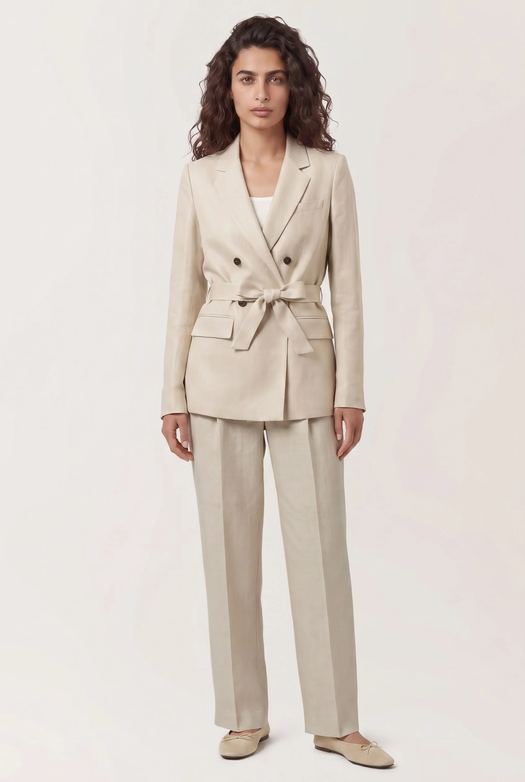 Regular Fit Belted Blazer In Viscose And Linen Blend - Image 5