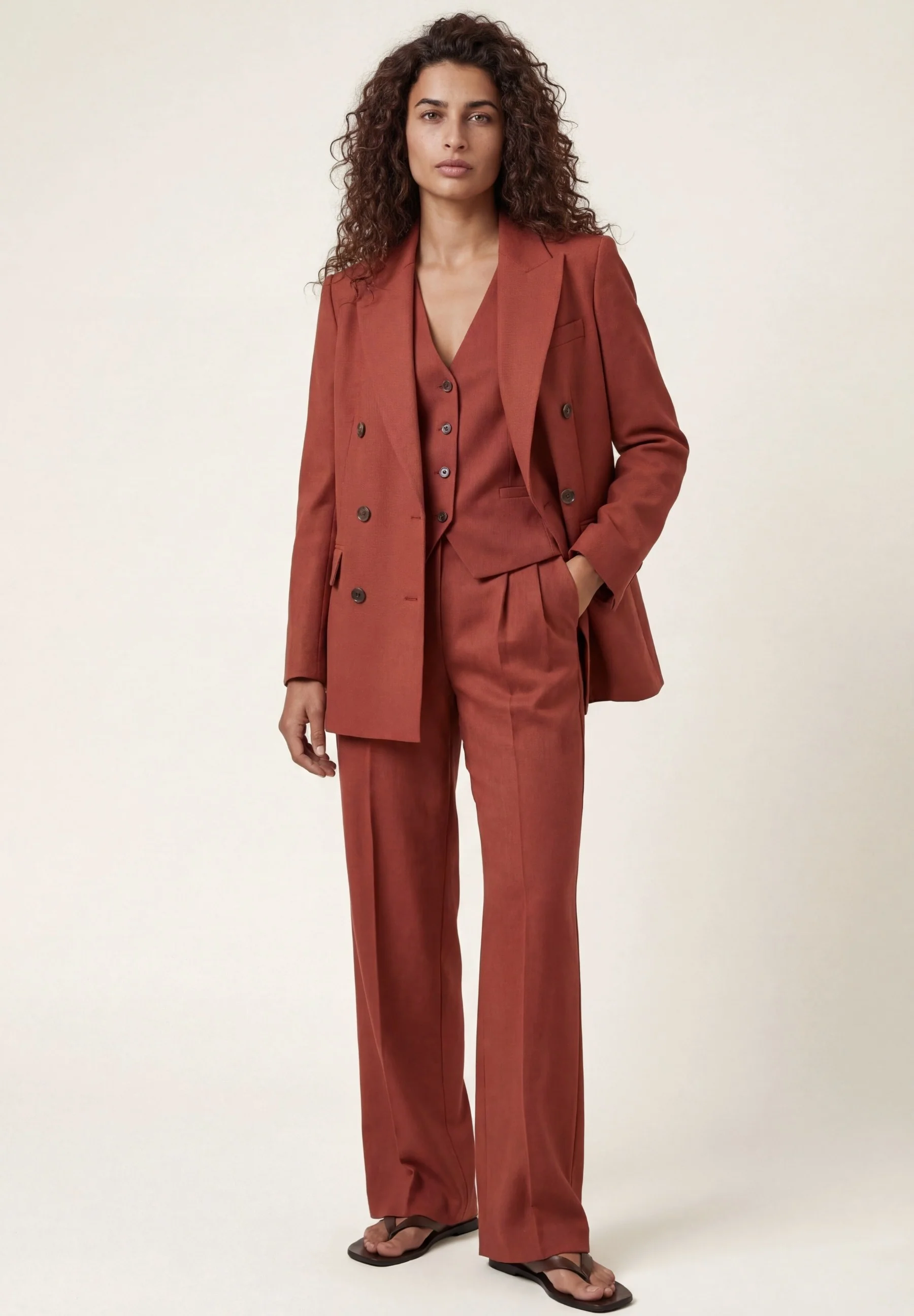 Regular Fit Blazer In Cotton And Linen Blend With Peak Lapel - Image 6
