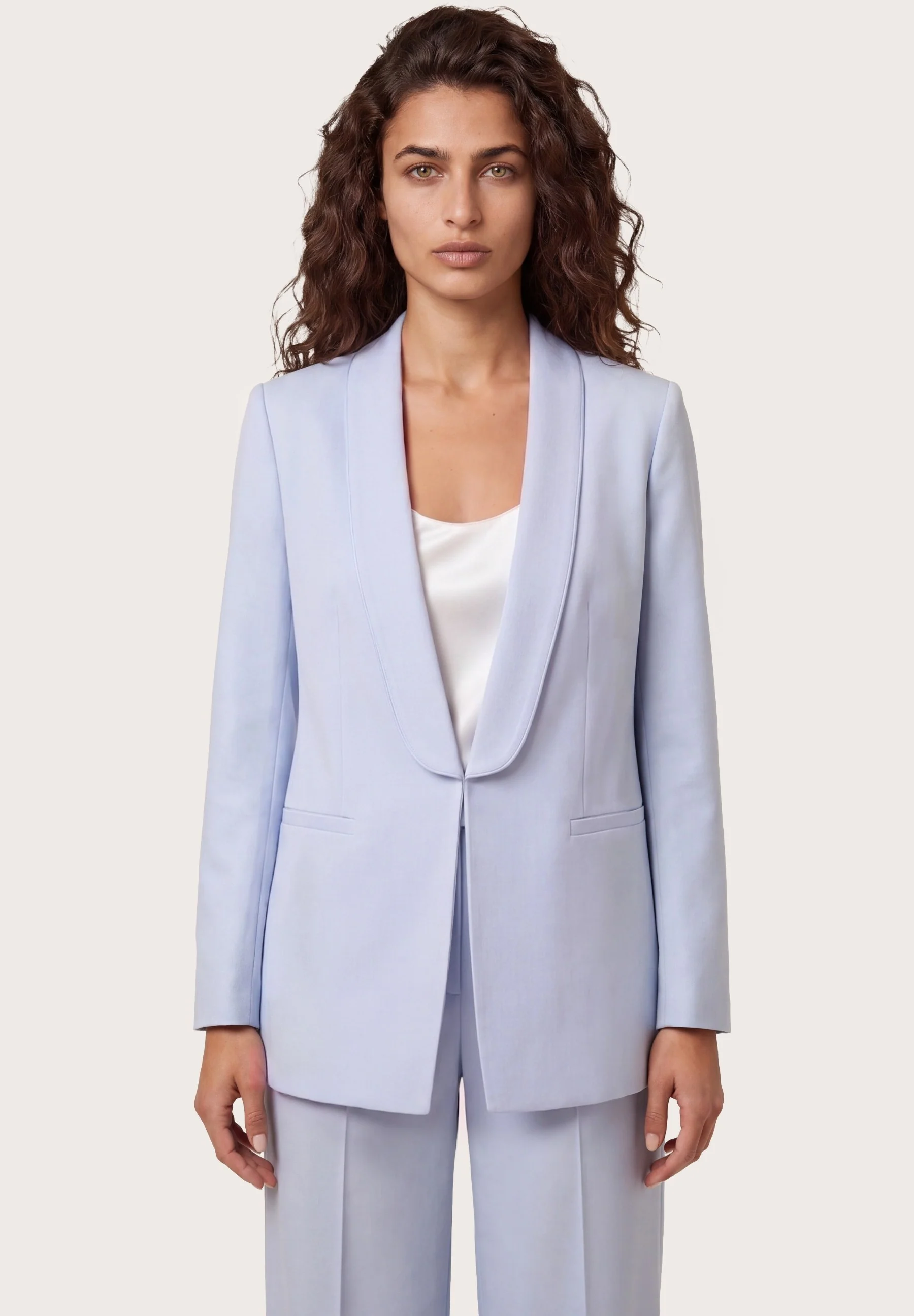 Regular Fit Blazer In Viscose And Linen Blend With Faux Shawl Lapel - Image 2