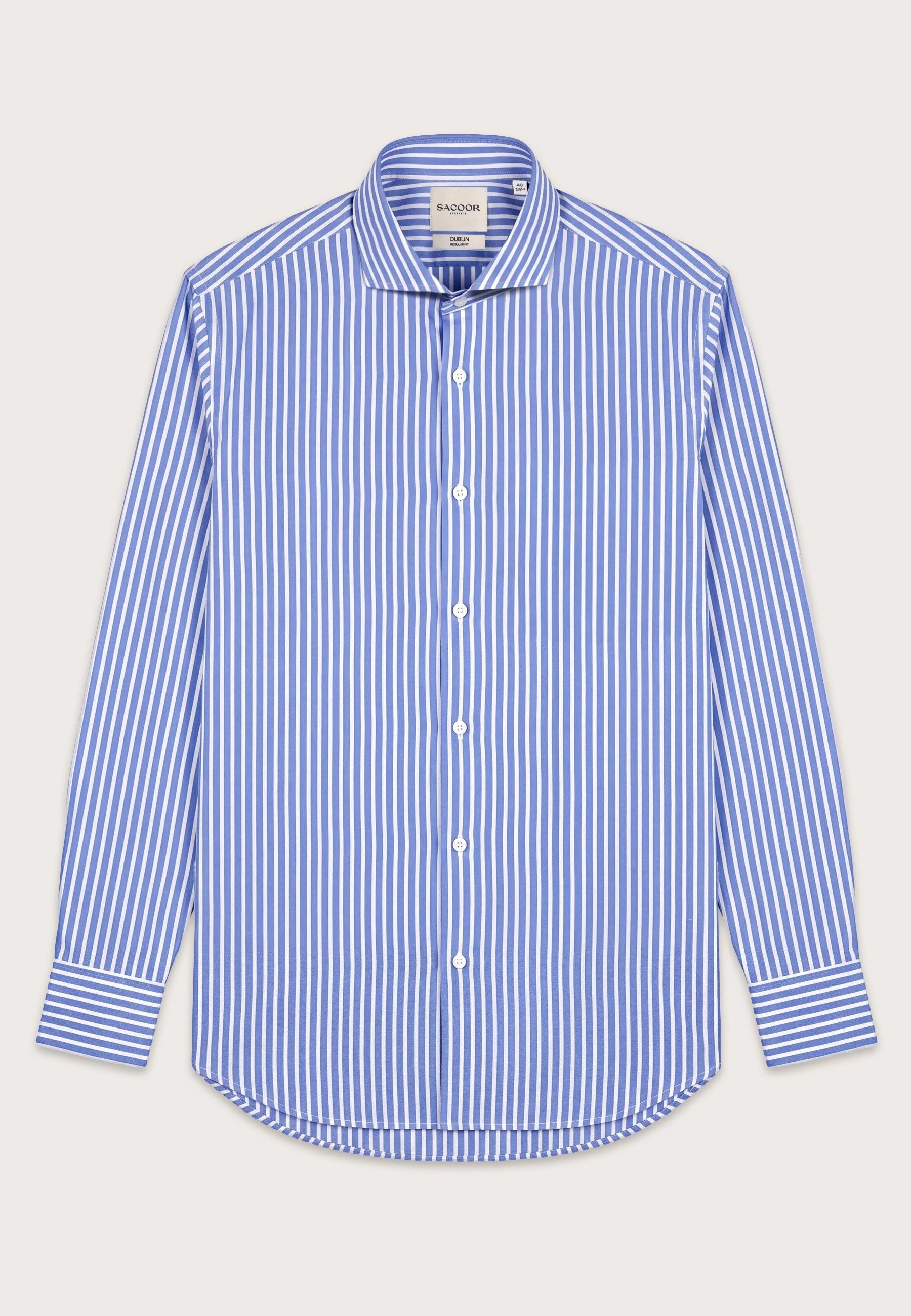 Regular Fit Business Striped Cotton Shirt with Dublin Collar - Image 4