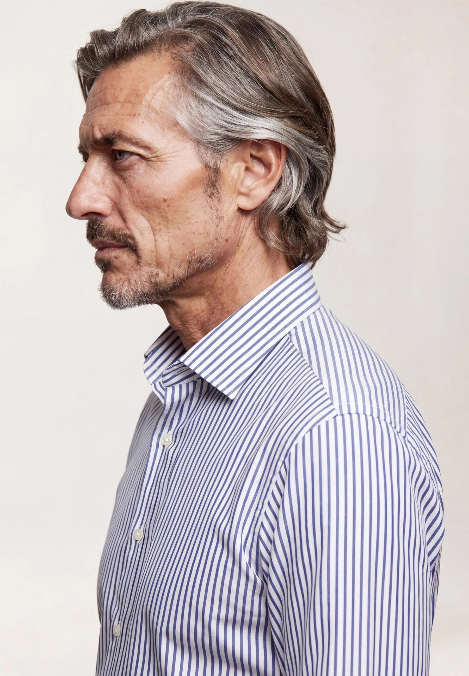 Regular Fit Business Striped Cotton Shirt with Oxford Collar - Image 2