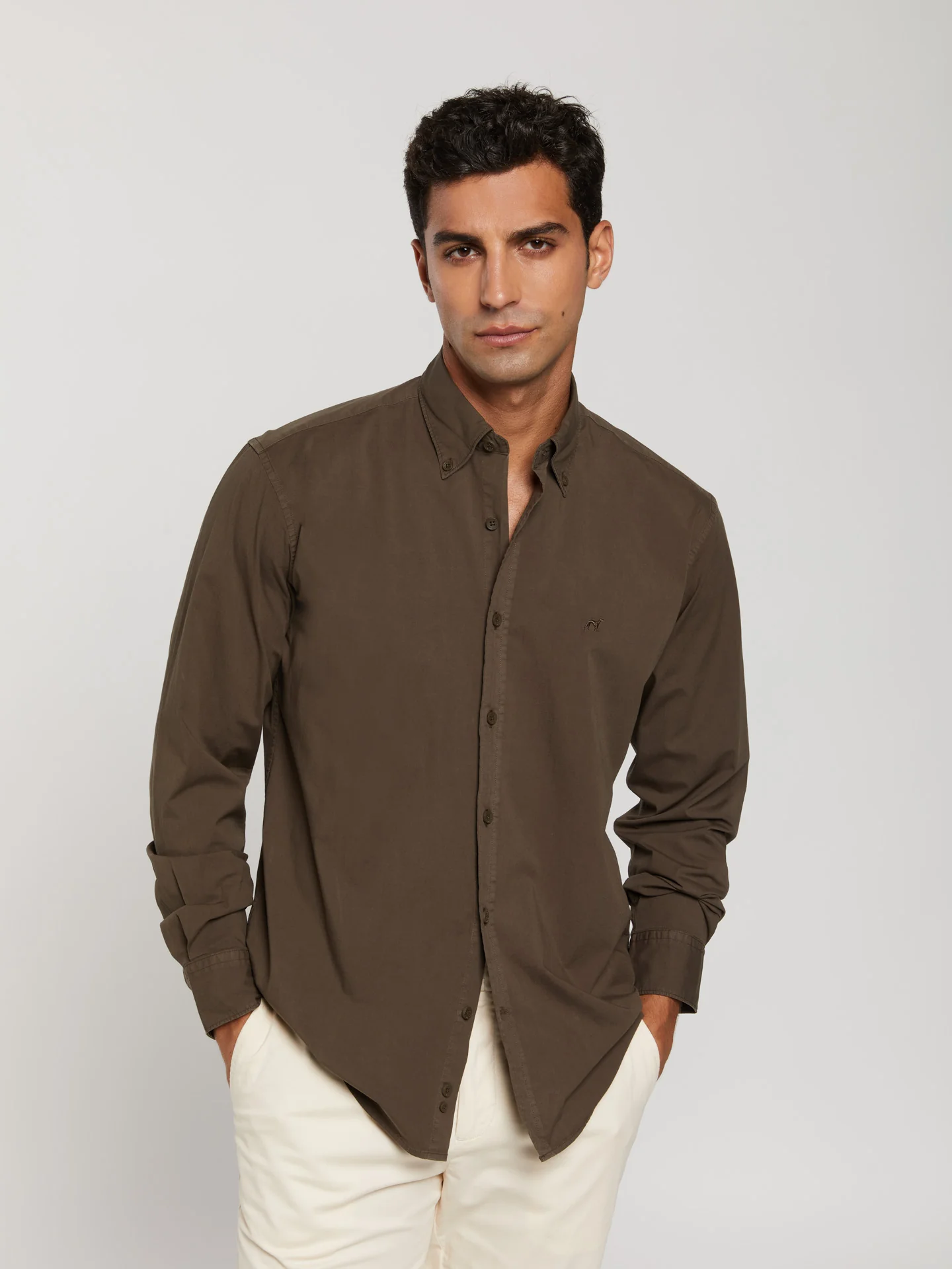 Regular fit comfort poplin garment dye shirt - Image 2